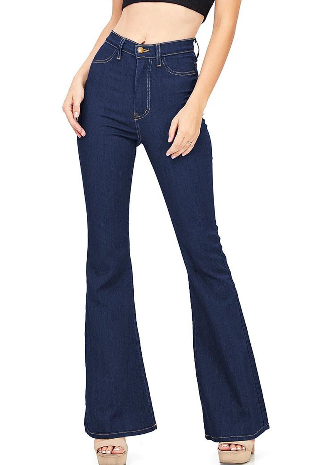 Chellysun Womens Jeans Bell Bottom High Waist Flare Wide Leg Butt Lift Denim Pants