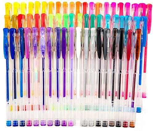 Strokes Art 60 Piece Gel Pen Set - Smooth Will Not Scratch - Includes Super Handy Zippered Carry Case