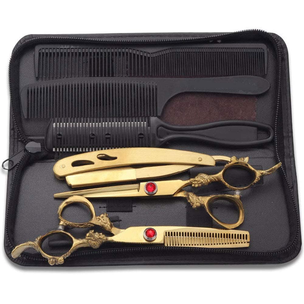 Hair Scissors Professional Hair Cutting Scissors Shears Set Hairdressing Scissors Barber Shear for Barber Salon Thinning Scissors Stainless Steel Scissors with Haircut Comb Hair Cutting Shears