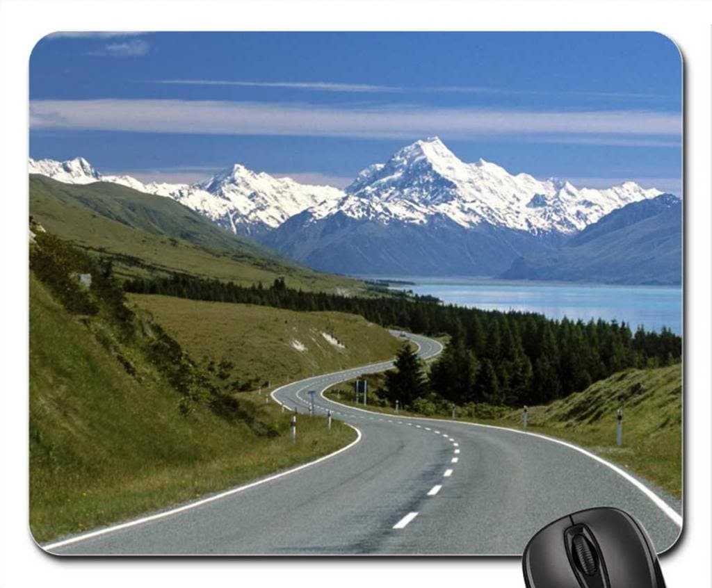 road to magnificent mount cook new zealand Mouse Pad, Mousepad (Mountains Mouse Pad) by Rock Bull