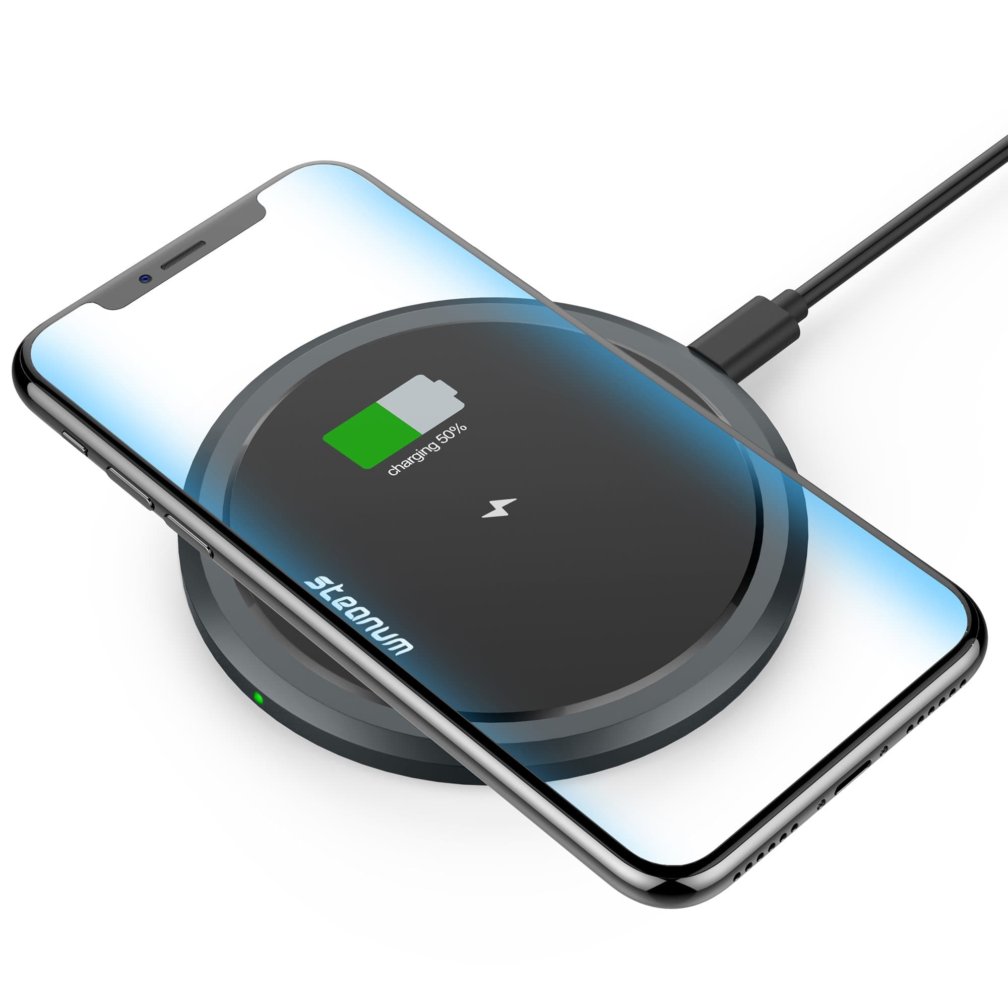 steanum Wireless Charger, High Quality Metal Qi Fast Wireless Charger Car Vent Mount Phone Holder 360°Rotating Gravity Sensor Charge for Galaxy s10/s9/s9+/s8/s8 Plus/s7, Standard Charger for iPhone 8/8 Plus/X/XS/XR