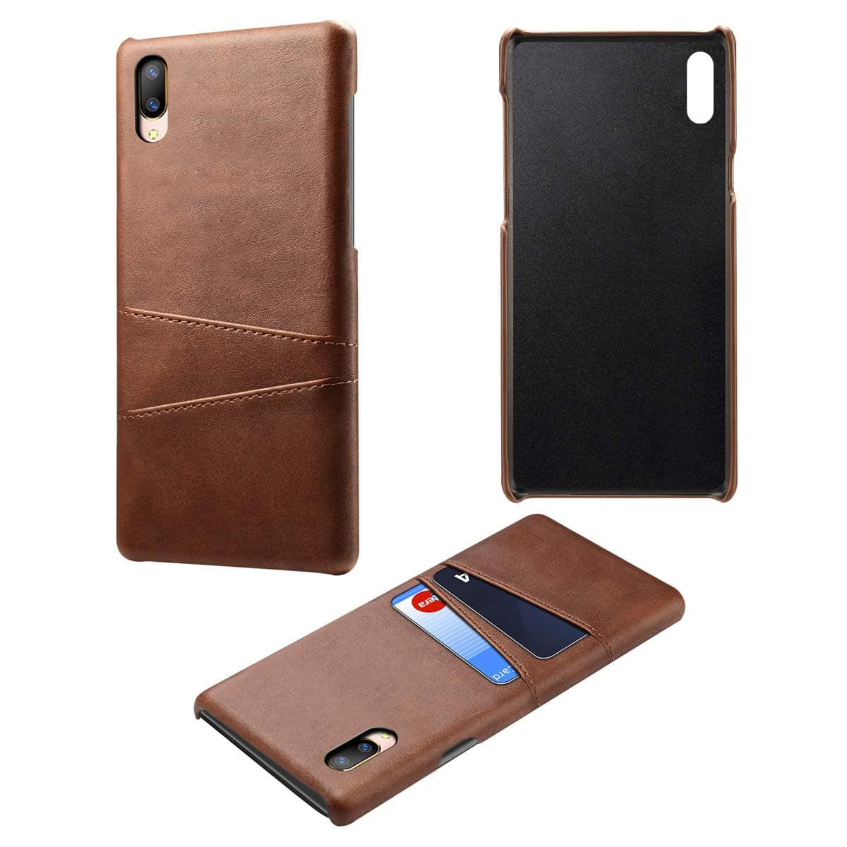 winxsam Slim Wallet Back Case for Vivo V11 Pro,Case with Credit Card Holder Slot, Ultra Slim Fit Leather Shockproof Case,Impact Resistant, Hybrid Protective Shell - Dark Brown