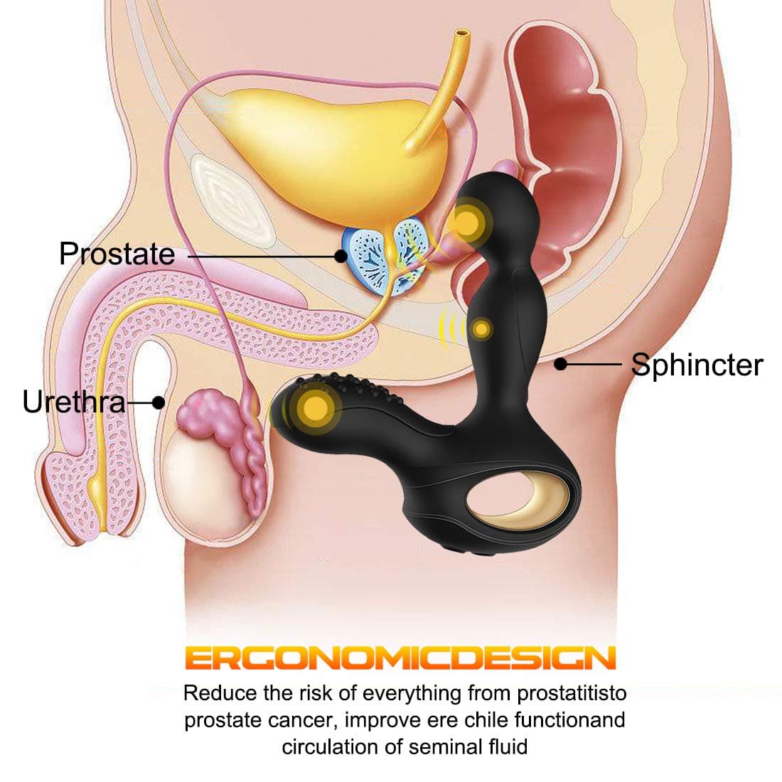 360 Degree Rotating P*Stimulator with 5 Speeds and 7 Vibrations Toys for Men Plug T-Shirt