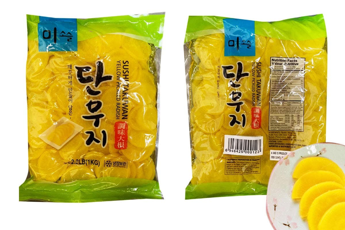 A and S Sushi Takuwan Yellow Pickled Radish - 2.2lbs (Pack of 1)