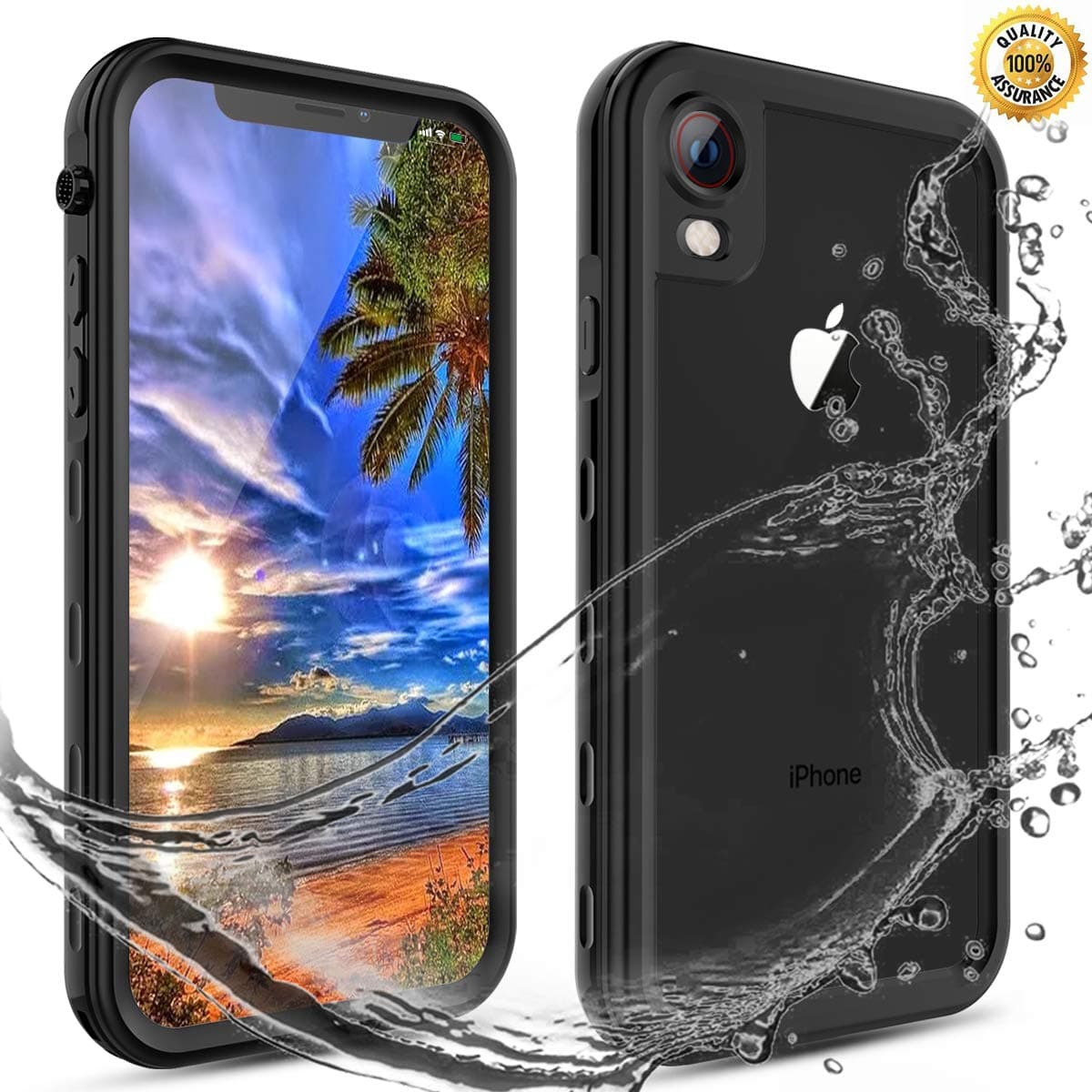 Transy Waterproof iPhone XR Case Wireless Charging Support iPhone XR Waterproof Case Snowproof Shockproof Full Body Protection Case Rugged Cover Built-in Screen Protector Waterproof Case for iPhone XR