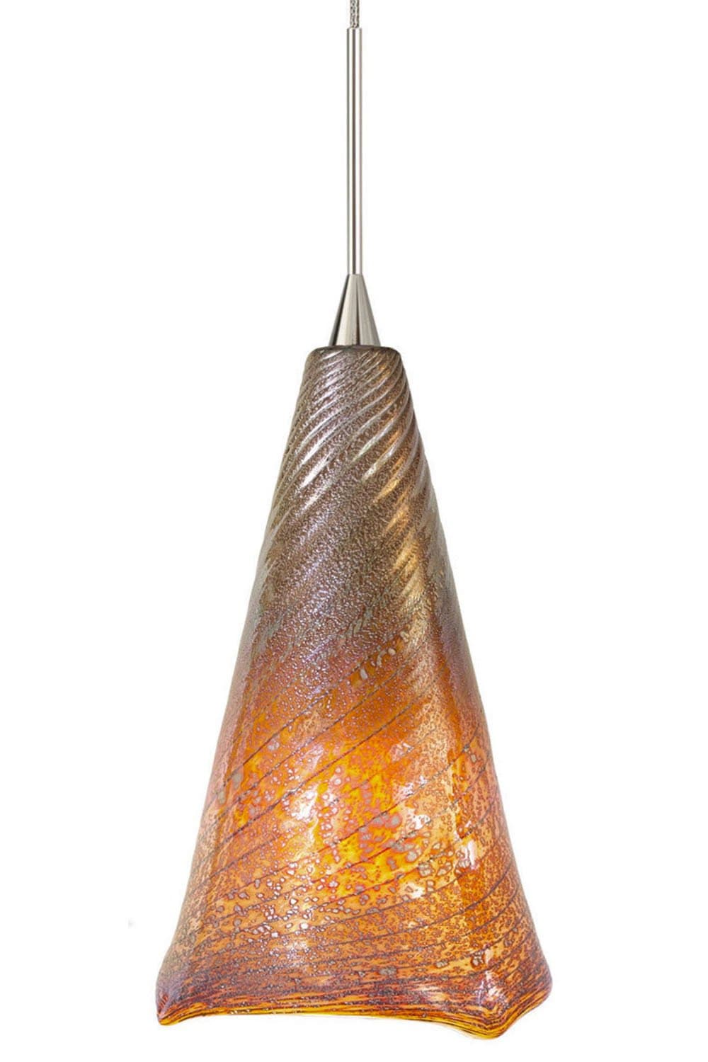 Stone Lighting PD166LVPNX3M Pendant, Polished Nickel Finish with Mouth Blown Murano Glass and Unique Swirl Pattern Shades