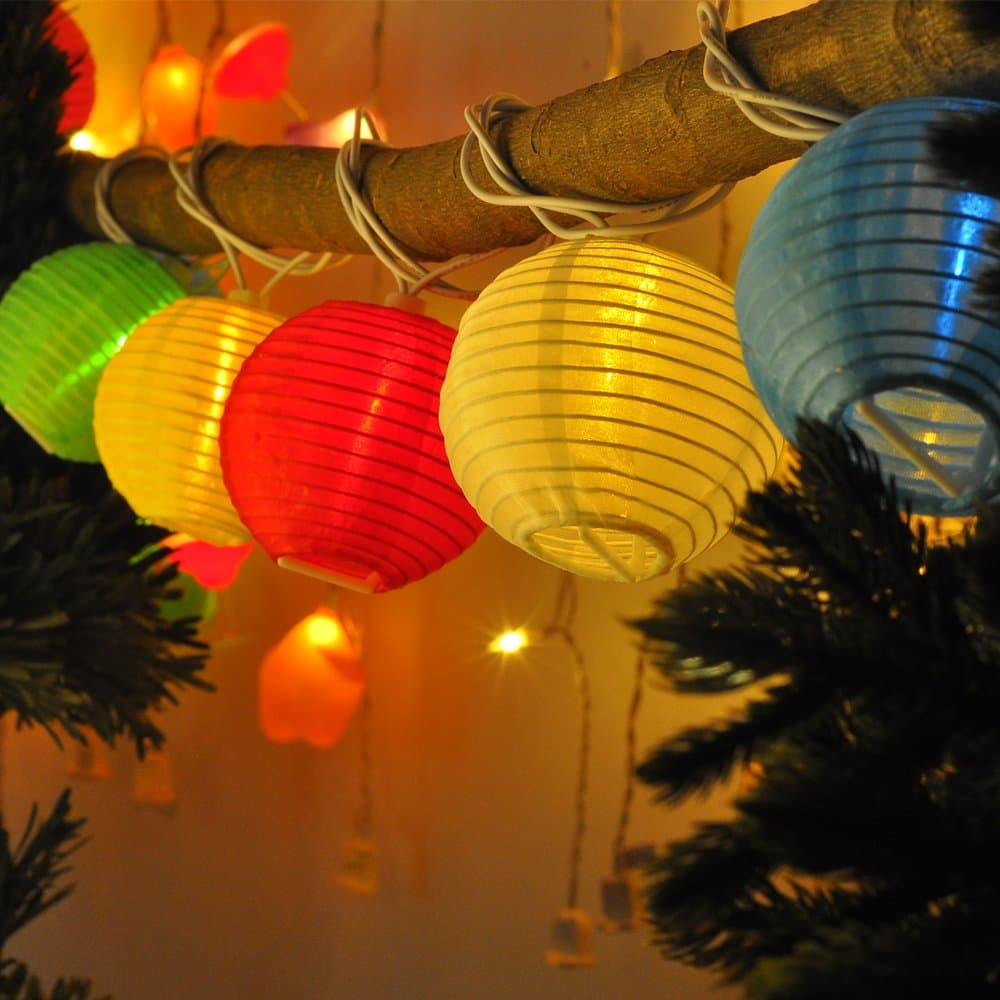 Homie Life 10 Counts Multi-colored Min Nylon Lantern Ball Lights. UL Listed. Patio String Lights for Indoor/Outdoor, Patio, Garden, Holiday, Party, Wedding