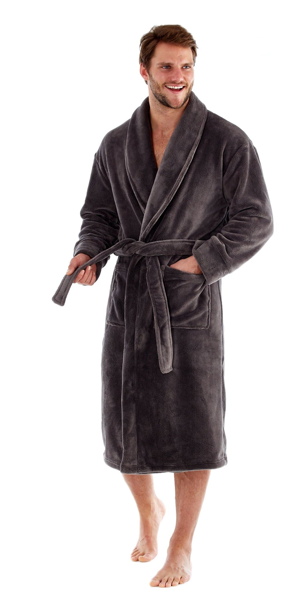 Mens Luxury Supersoft Shawl Collar Dressing Gown. Navy Or Grey. Sizes M L XL XXL