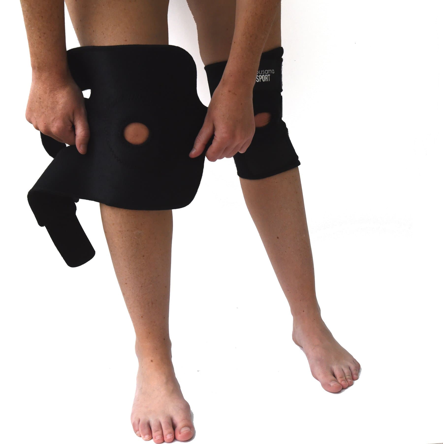 2 Susama Knee Braces – 1 Size Fits All - Breathable Neoprene Knee Support - Open Patella Design - #1 for Walking, Running, Weightlifting, Crossfit & Arthritis – FREE headband included!