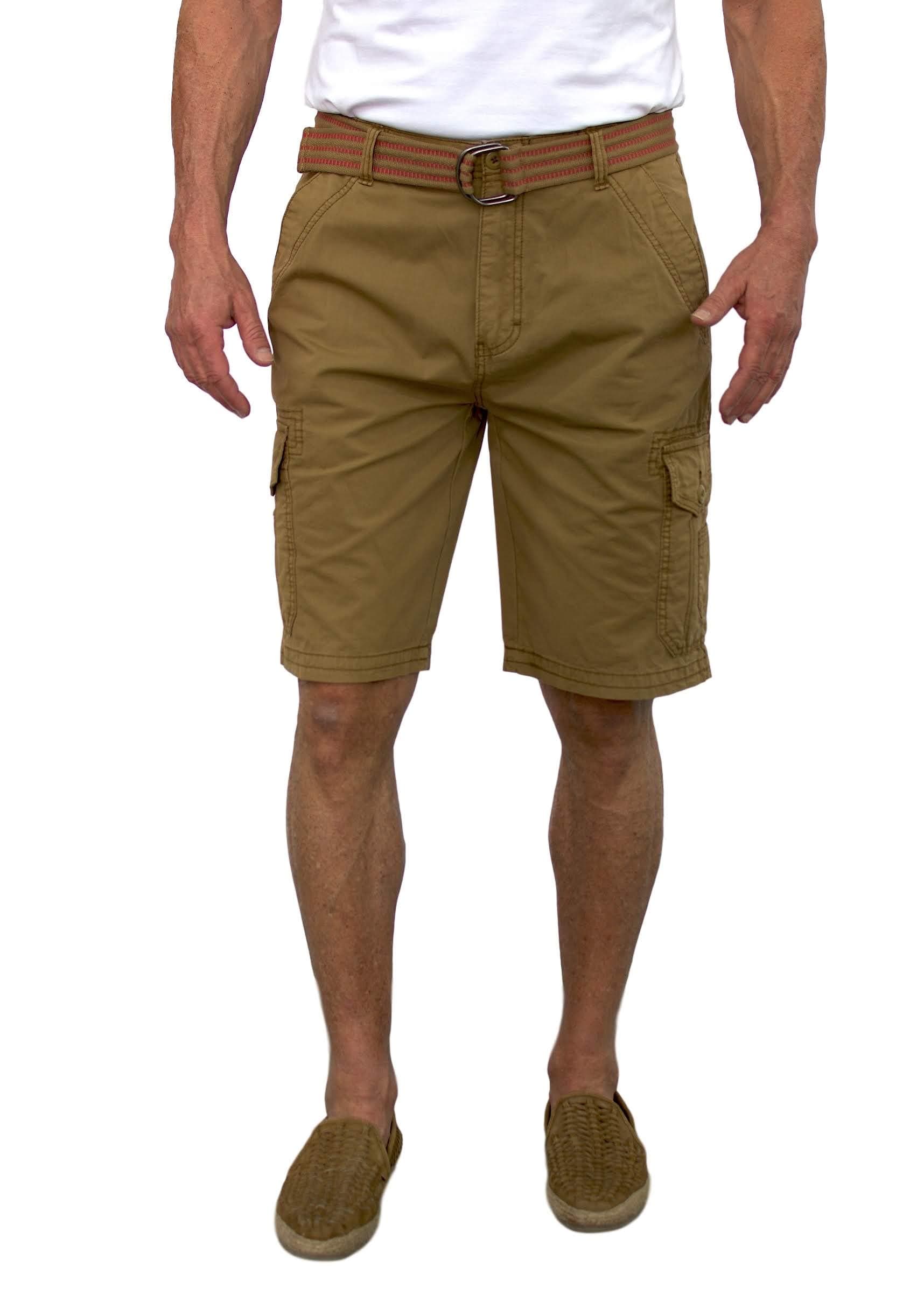 short fin 100% Cotton Mens Cargo Shorts with a Belt