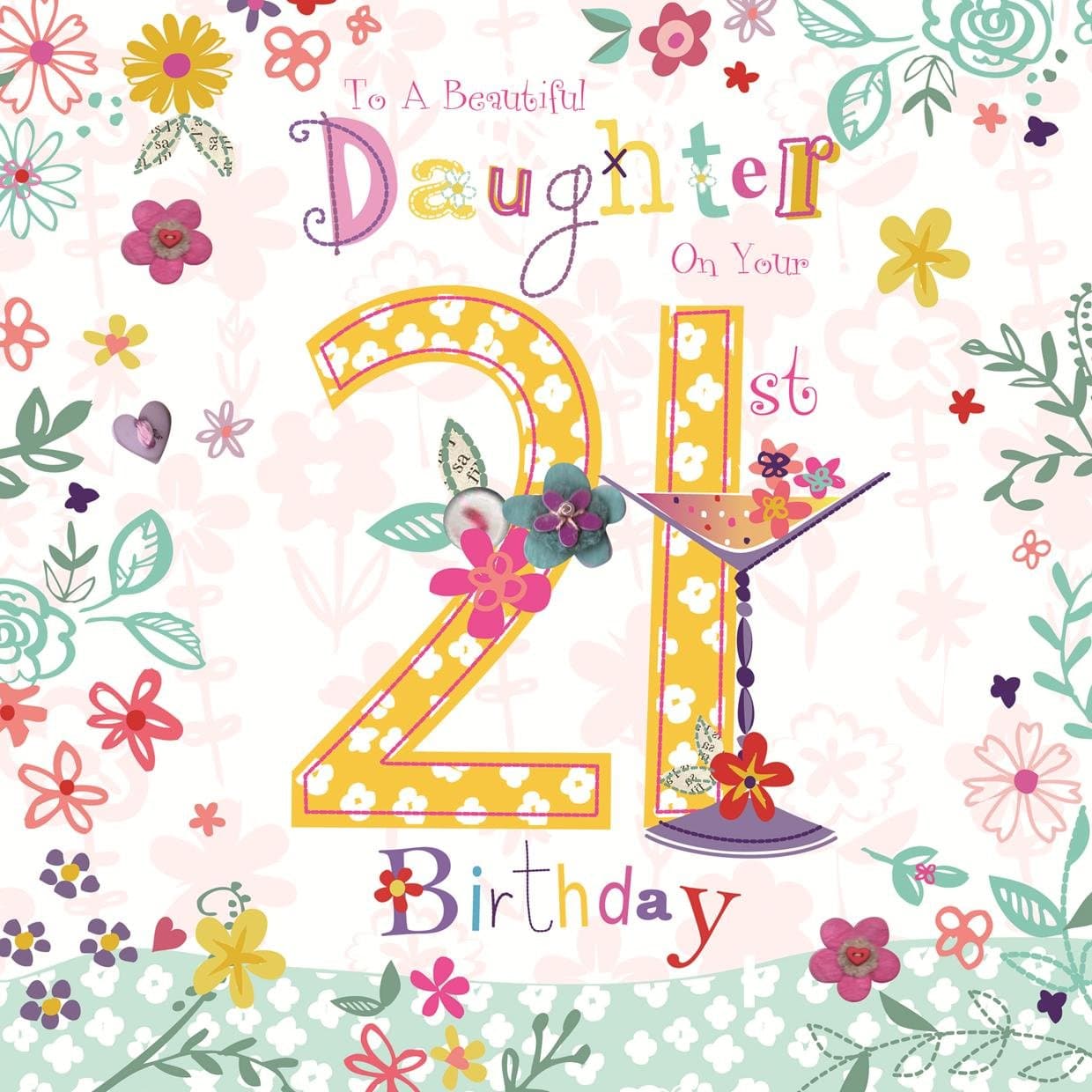STUNNING LARGE TOP RANGE GLITTERED BEAUTIFUL DAUGHTER 21ST BIRTHDAY CARD