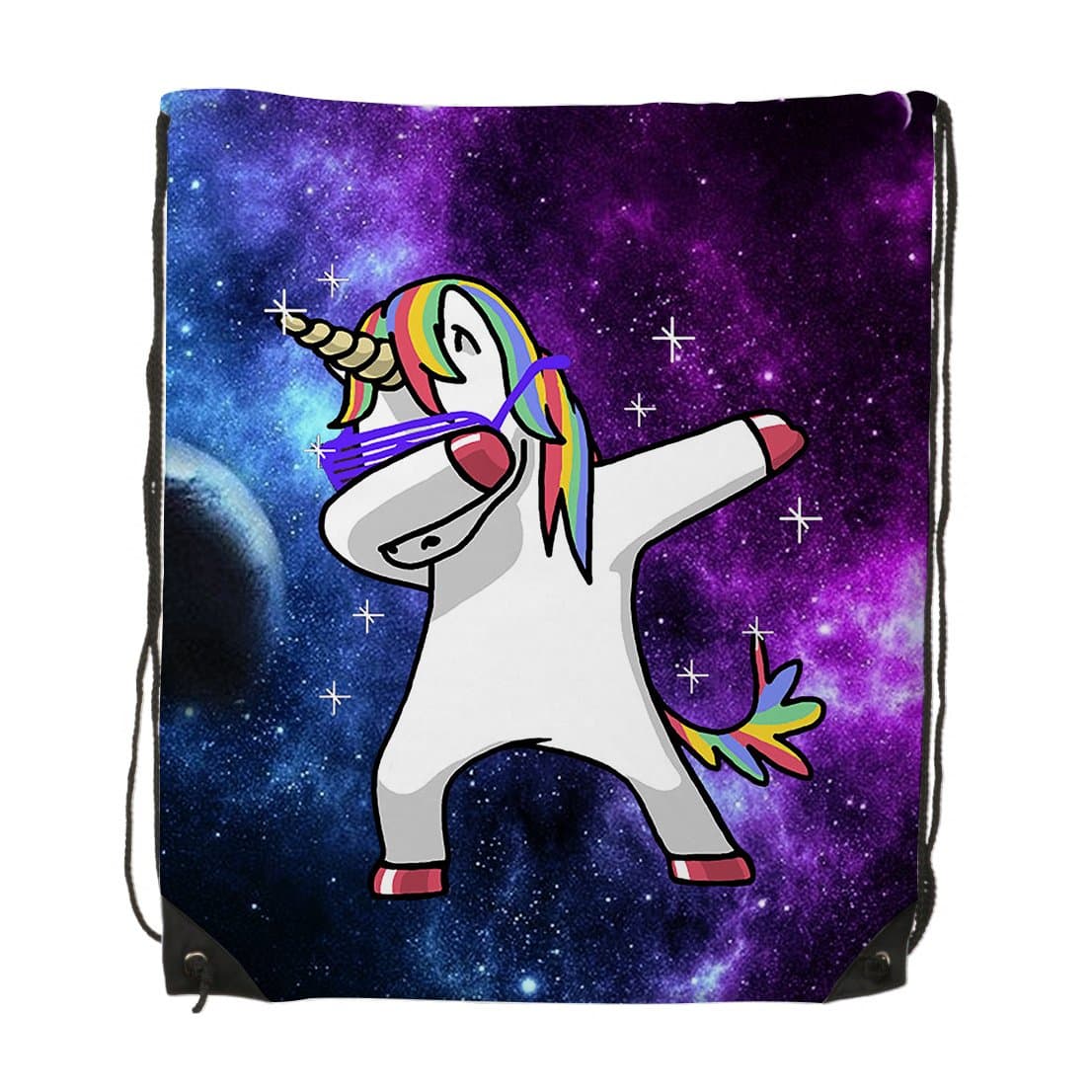 FXXKFACE Dabbing Unicorn In The Galaxy Gym Drawstring Shoulder Bag Backpack Travel Bag Bags Backpack String Bags School Rucksack Gym Handbag