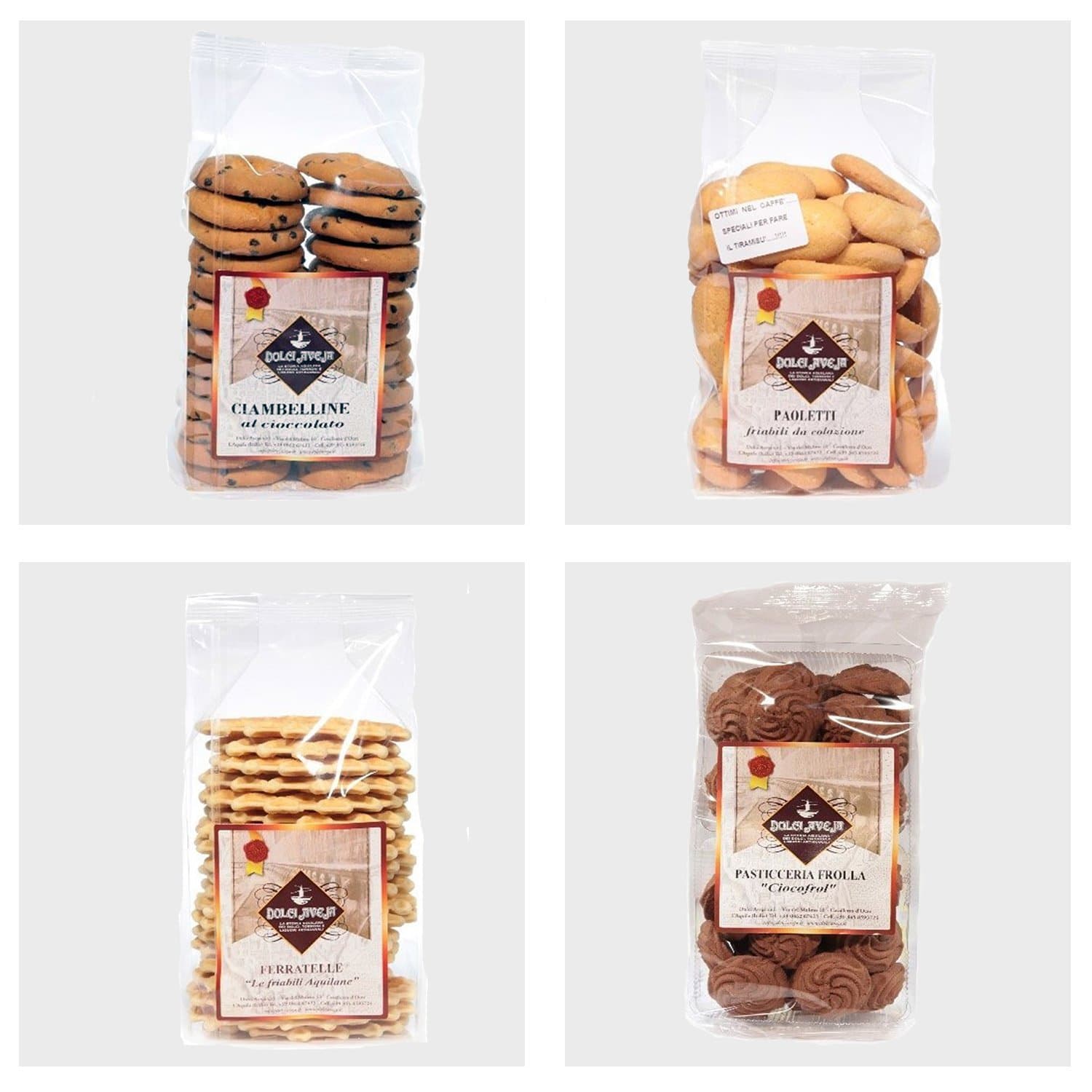 Italian Biscuits - 4 Assorthed Packs, Ideal for Tea or Breakfast - Dolci Aveja