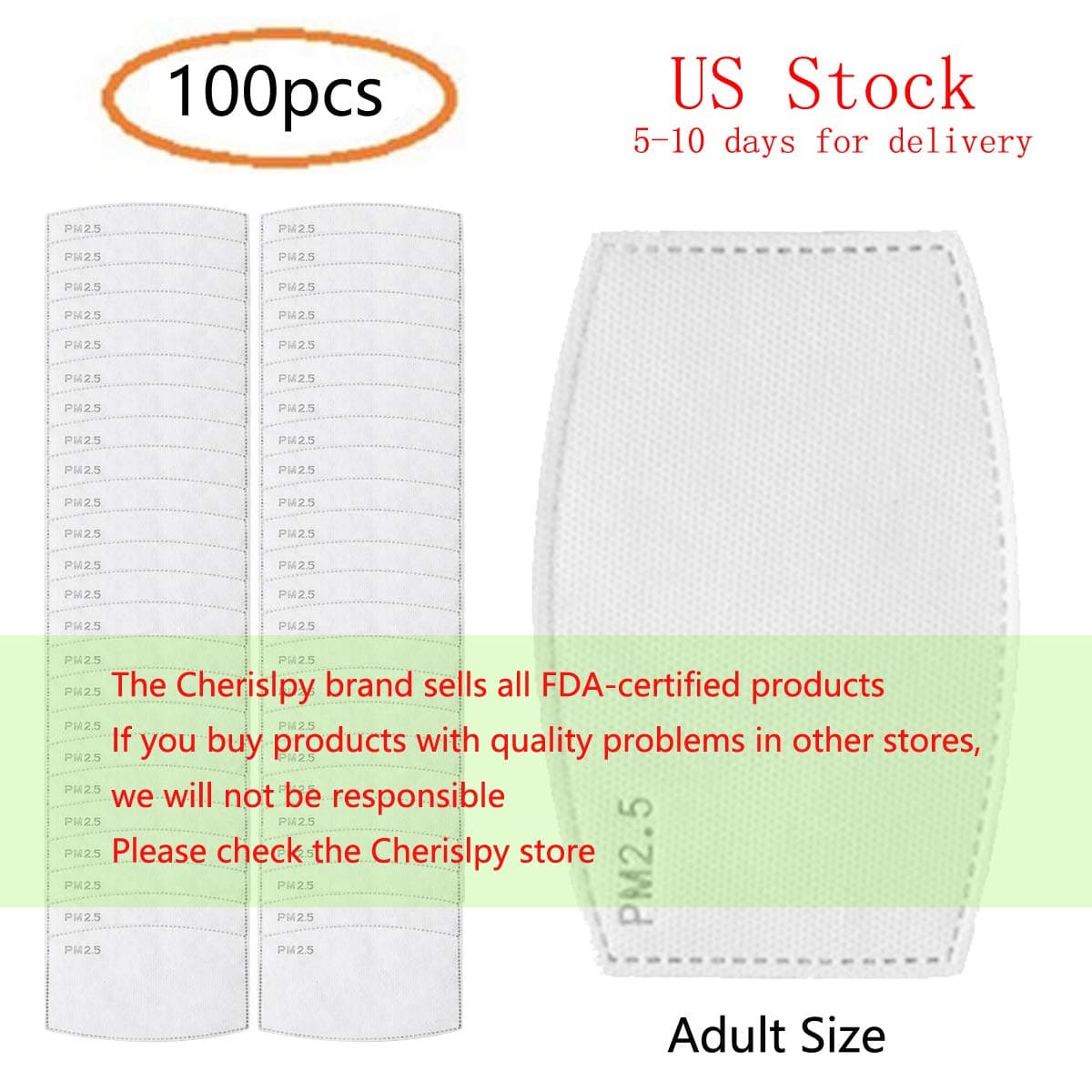 100pcs PM2.5 Activated Carbon Filter Mouth Mask Filters Breathing Insert Protective Mask Filter for Men Women,Anti Pollution Washable Cotton for Children Outdoor Activities (100pcs)