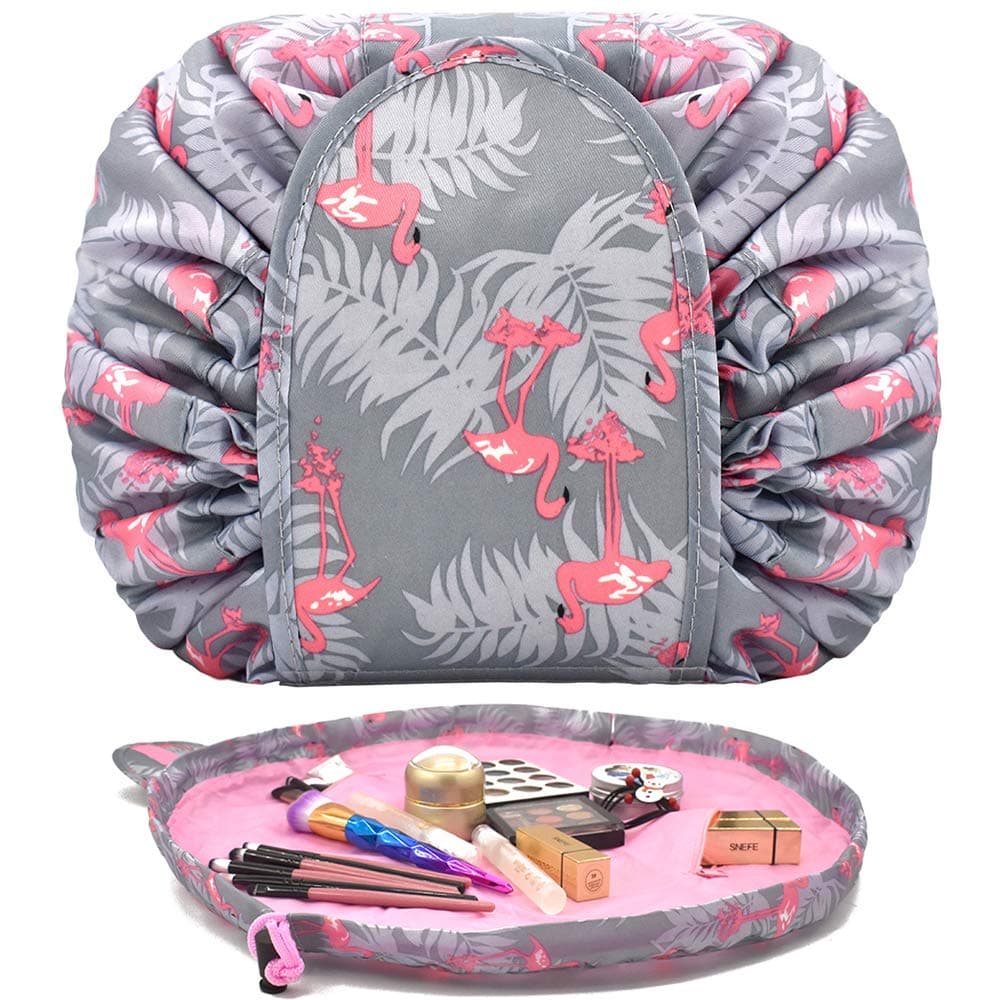 TOPSEFU Lazy Drawstring Make up Bag Portable Large Travel Cosmetic Bag Pouch Travel Makeup Pouch Storage Organiser For Women Girl