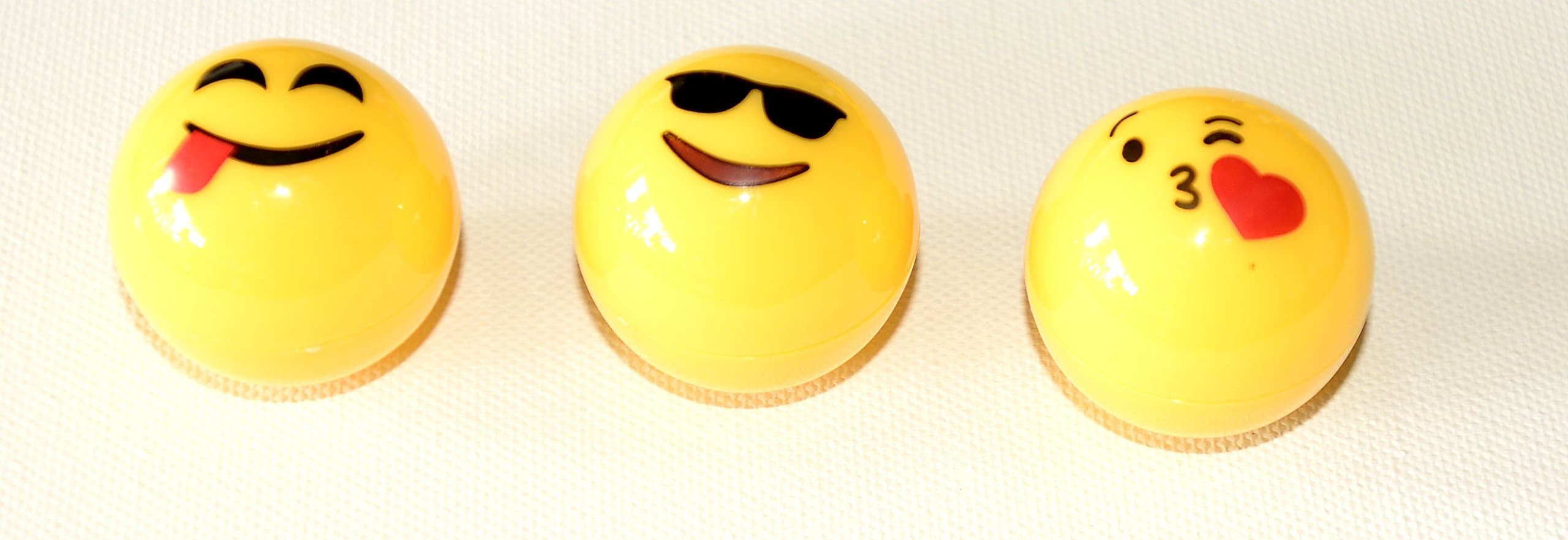 I LOVE EMOJIS Moisturising Emoticon Tropical Scent Lip Gloss Lip Balm (Girls Magic Lip Balm set of 3), cute and trendy, smooth and lovely