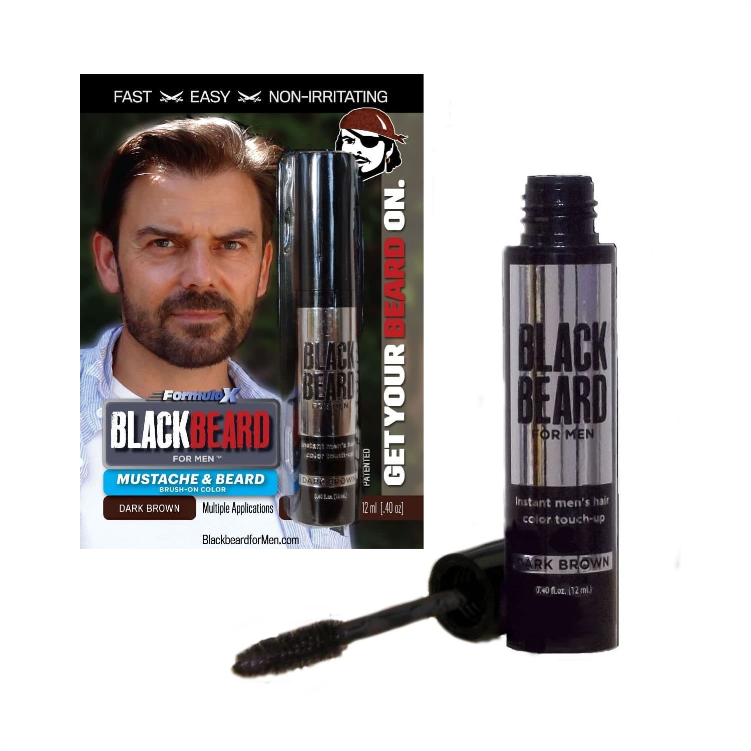 Blackbeard for Men - Instant Brush-On Beard & Mustache Color - 1-pack (Dark Brown)