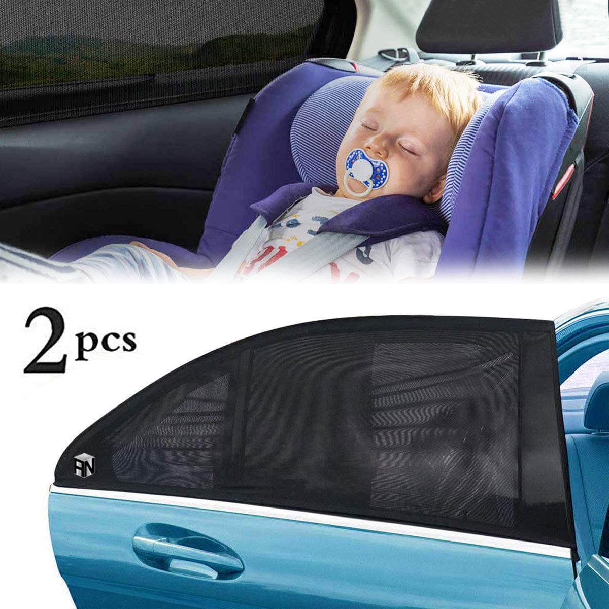 FAGORY Car Window Shade Block UV Rays, Protect Your Babies, Kids and Pet from UV, AN Car Rear Side Window Portable Accessories – 44 x 20 Universal Fit, Easy & Flexible to Use [2 Pack]