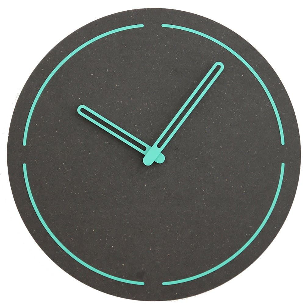 KKLOCK Wall Clock Mute Suzuki Movement Sweep Slient for Living Room Bedroom Kitchen AA Minimal Simple without Arabic numerals 12 Inch Black and Mint Green (Battery not included) [Energy Class A+]