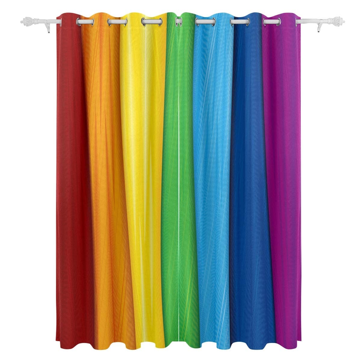 Orediy 2 Panels Blackout Window Curtains Rainbow Color Stripes Thermal Insulated Bedroom Living Room Window Treatment Grommet Drapes Home Decor 140x213CM Per Panel