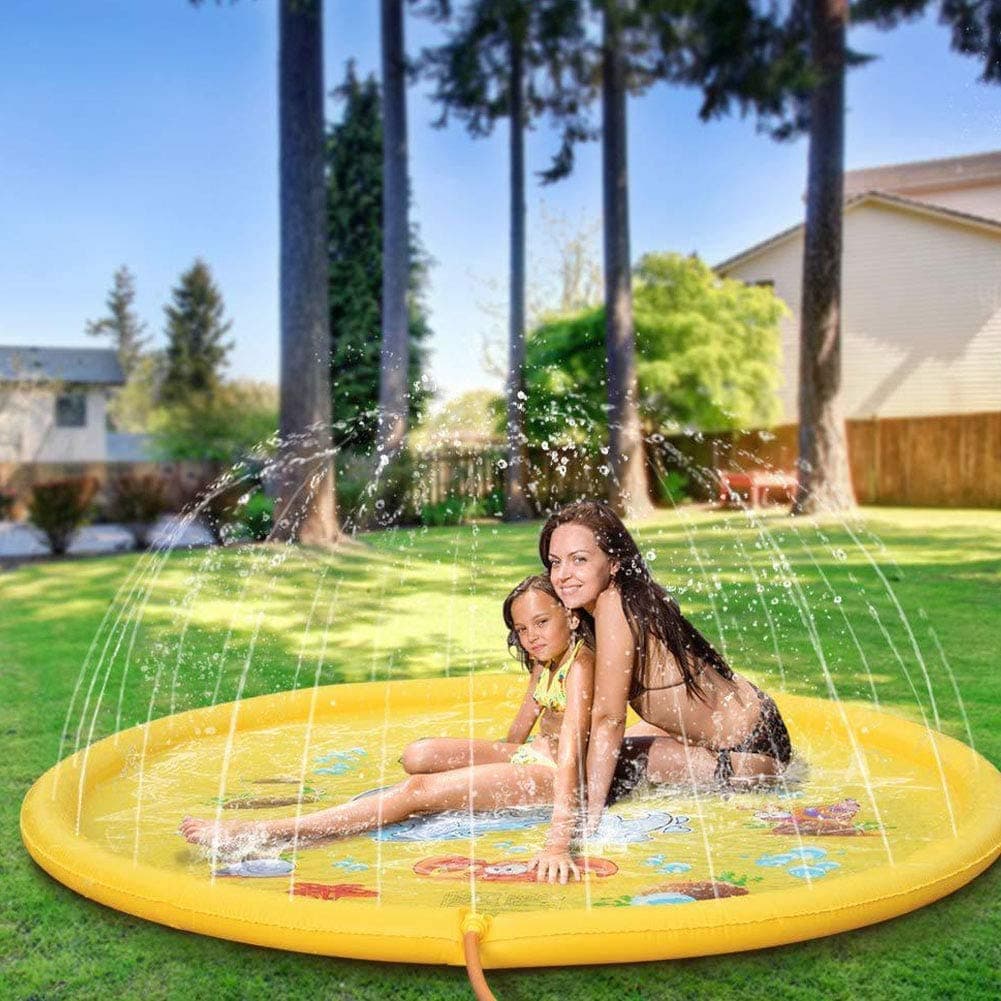 yuiopps Inflatable Sprinkle Outdoor Garden Splash Water Play Mat Portable Children Sprinkler Pad Sprinkle Wading Pool Splash Pad Summer Kids Spray Water Swimming Toys 170CM