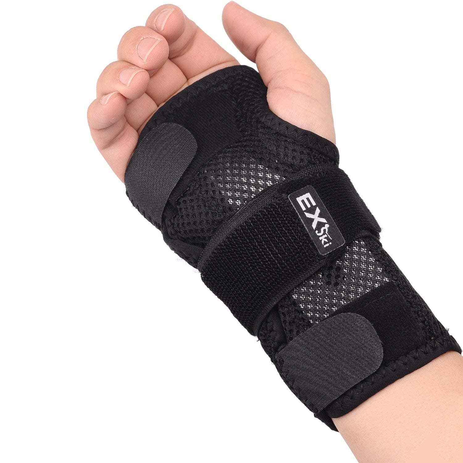 EXski Wrist Brace for Carpal Tunnel, Night Sleep Wrist Support Brace with Removable Metal Splints Right Hand Small