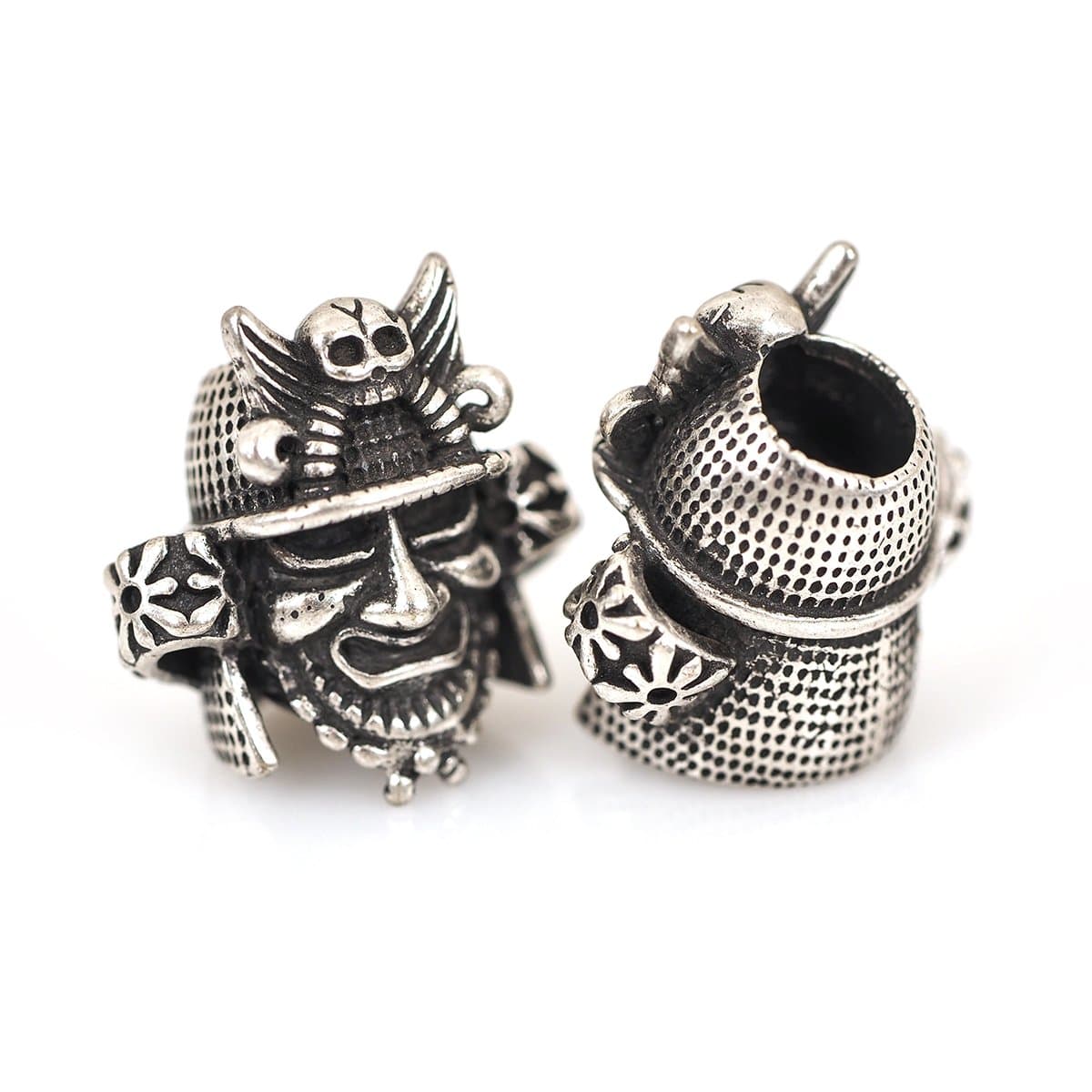 Lanyard Charm Samurai Helmet Bead for Mens Paracord Bracelet Making Supplies 2Pcs 19x20mm