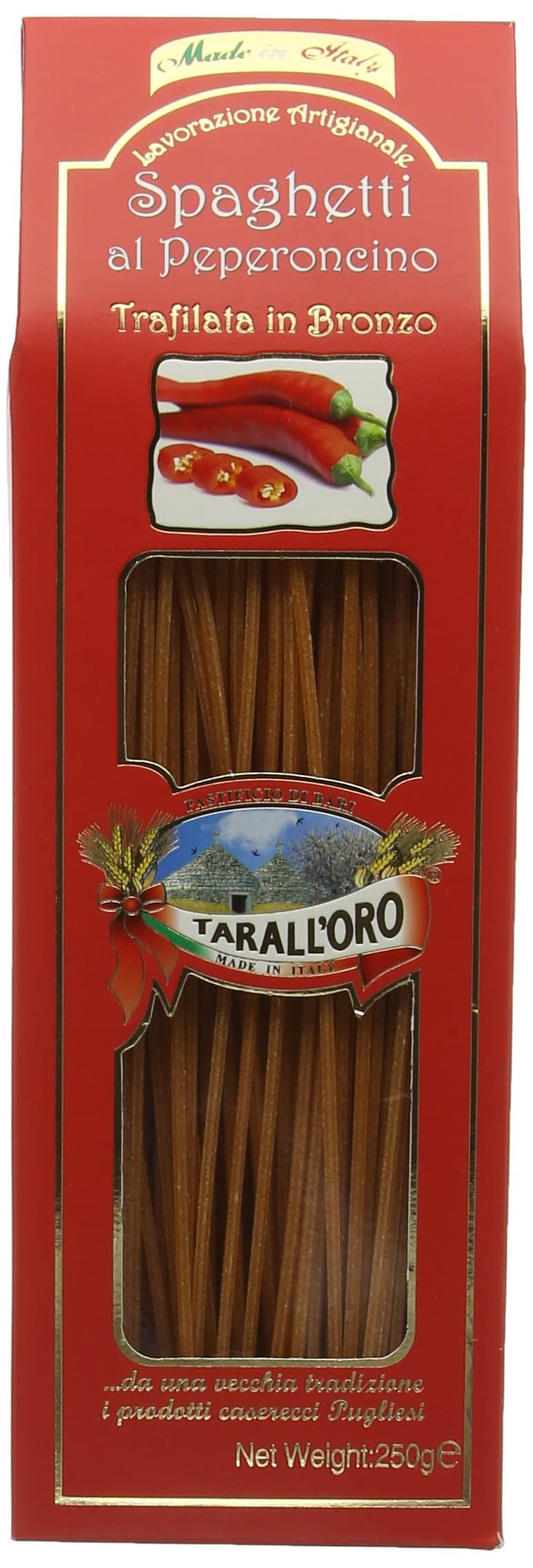 Taralloro Gold Line Spaghetti Al Chilli Pasta, 250 g, 24-Piece (1 Pack)