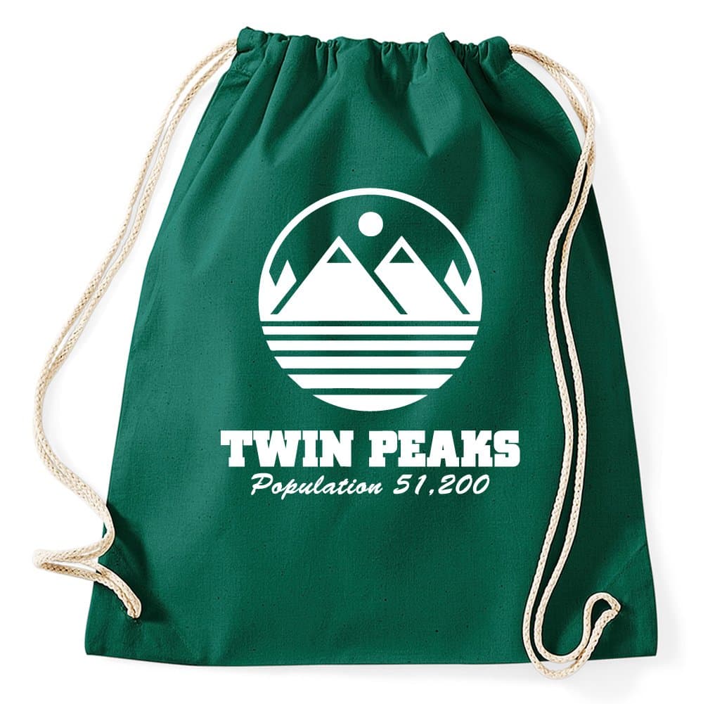 Twin Peaks Logo David Lynch Gymsack Drawstring Rucksack Sportsbag Gym Bag Hipster Slogan Quotes, flaschengrün