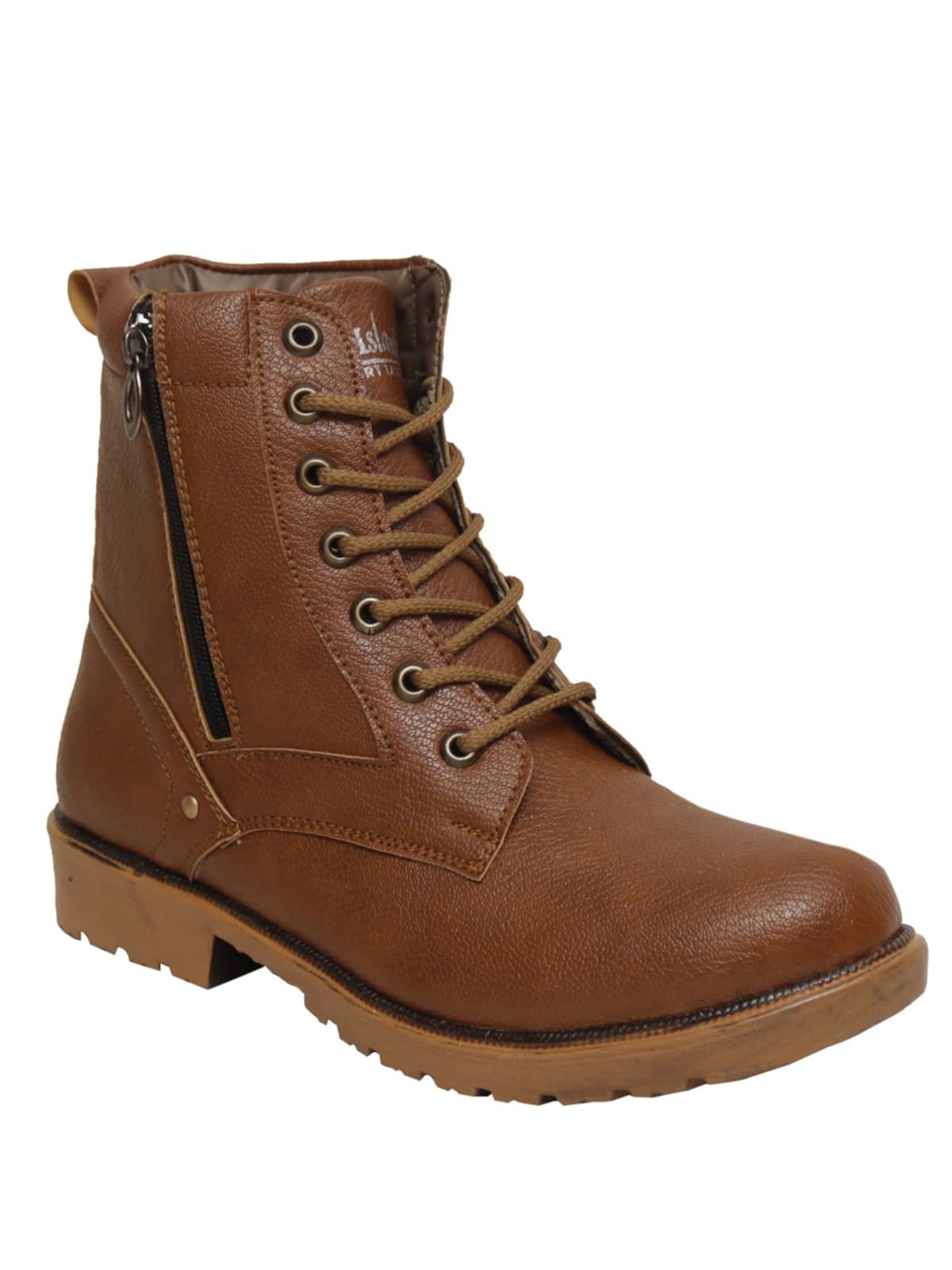 Shoe Island ® Rider-X ™ Leatherette Tan Brown Edition Zipper High Ankle Length Long Boots for Men