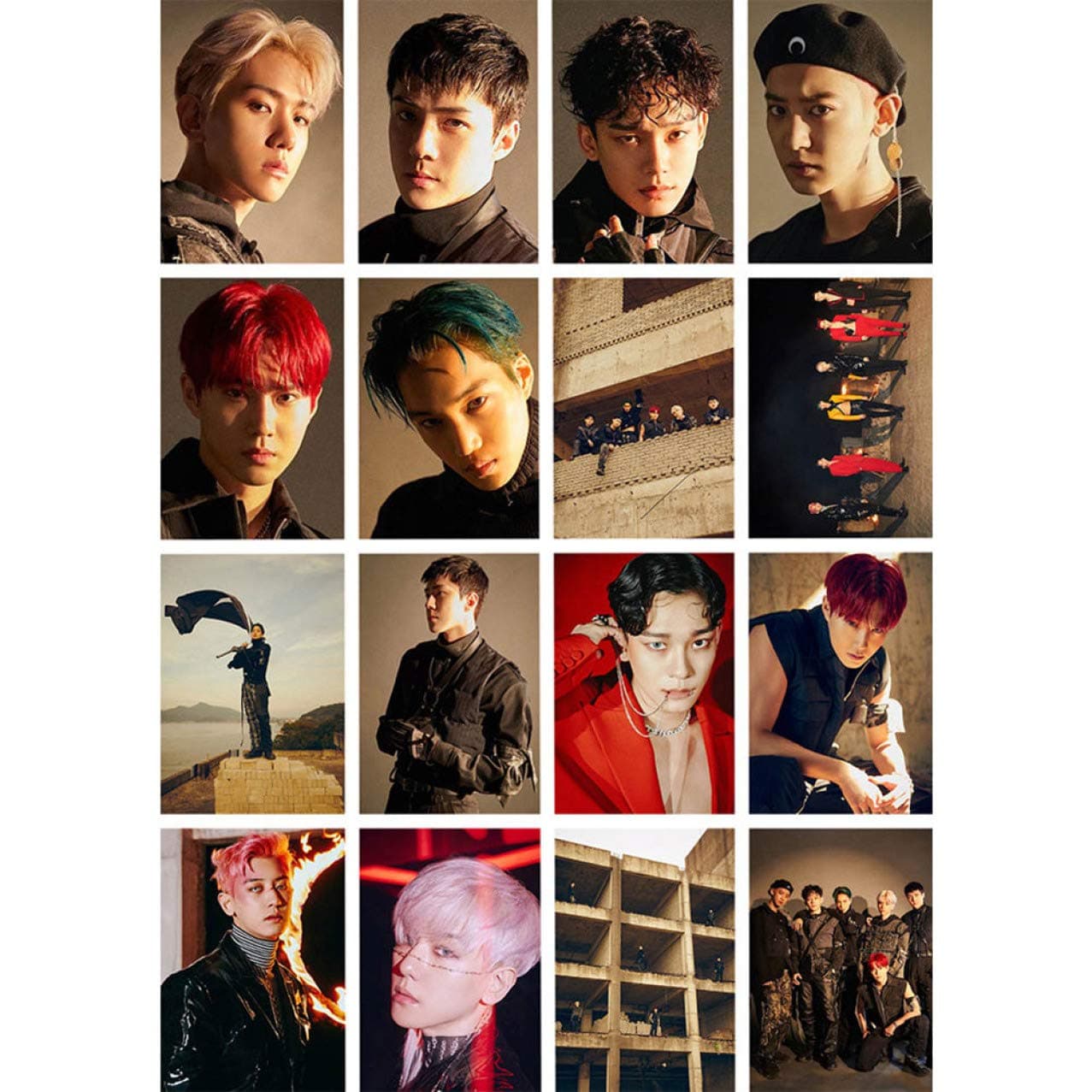 yejifs Glamorous 16pcs/Set Kpop EXO Obsession 2019 6th New Album LOMO Photo Picture Cards(None 2)