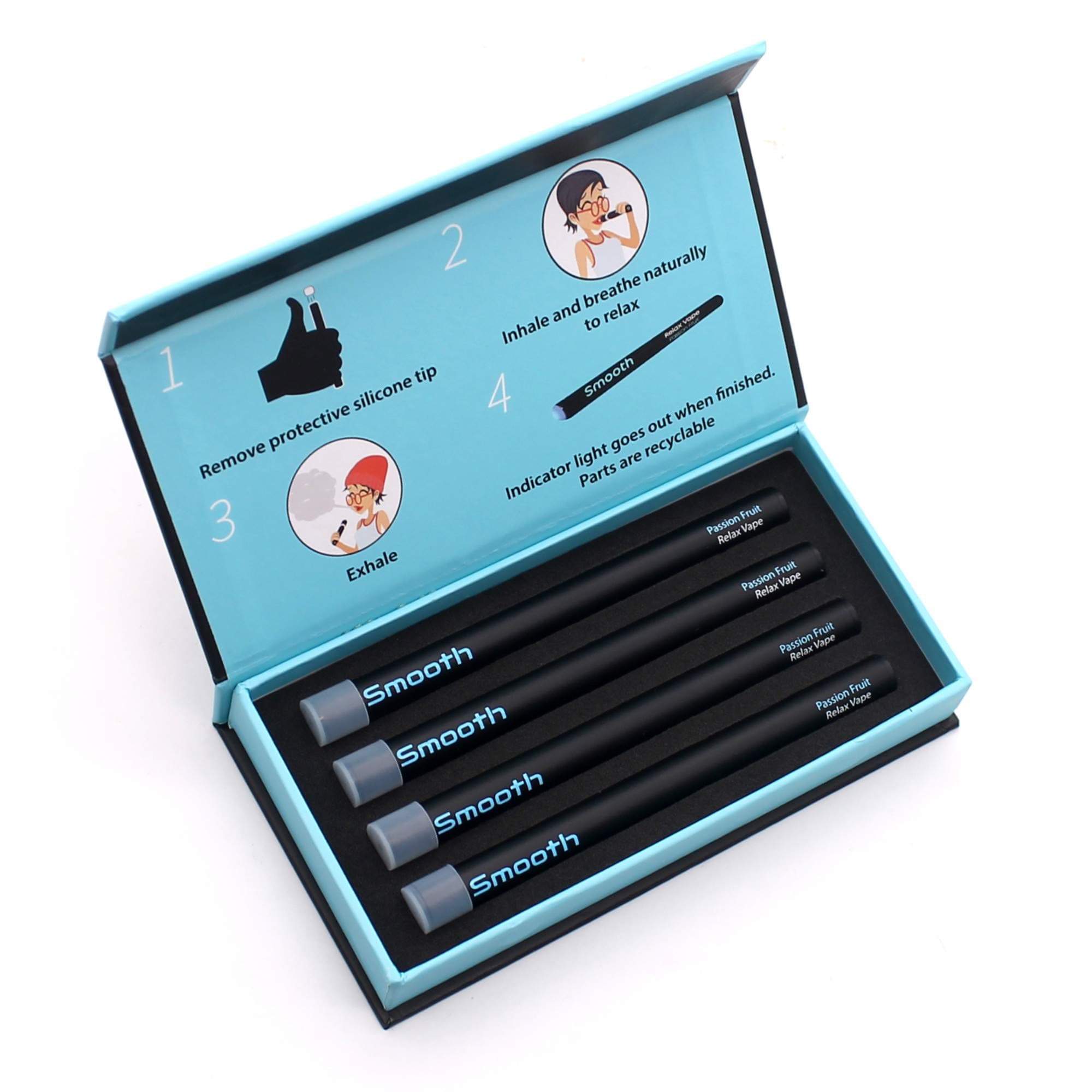 Smooth Vitamin B5 Diffuser Aromatherapy for Relaxation | All Natural, Vegan-Friendly Breathable B5 Essential Oil Diffuser | Great Taste, Long Lasting, No Calories | Reduces Stress and Anxiety (4-Pack)