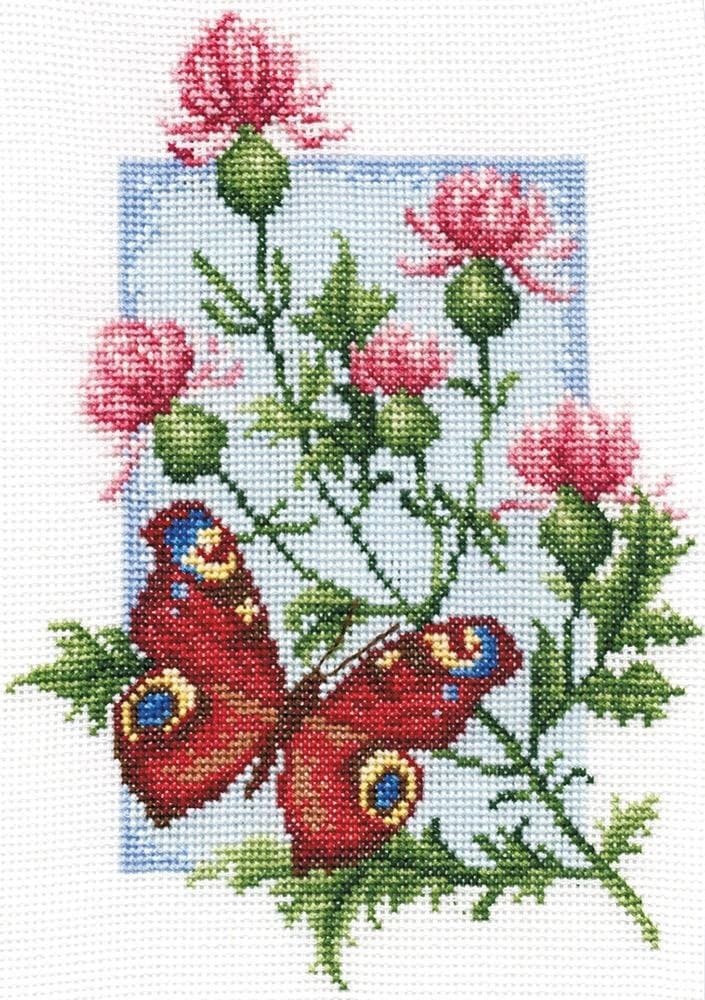 PANNA - Counted Cross Stitch Kit - Peacock - B-0117-14 Count - Aida - 8.27 x 6.1 inch - DIY kit