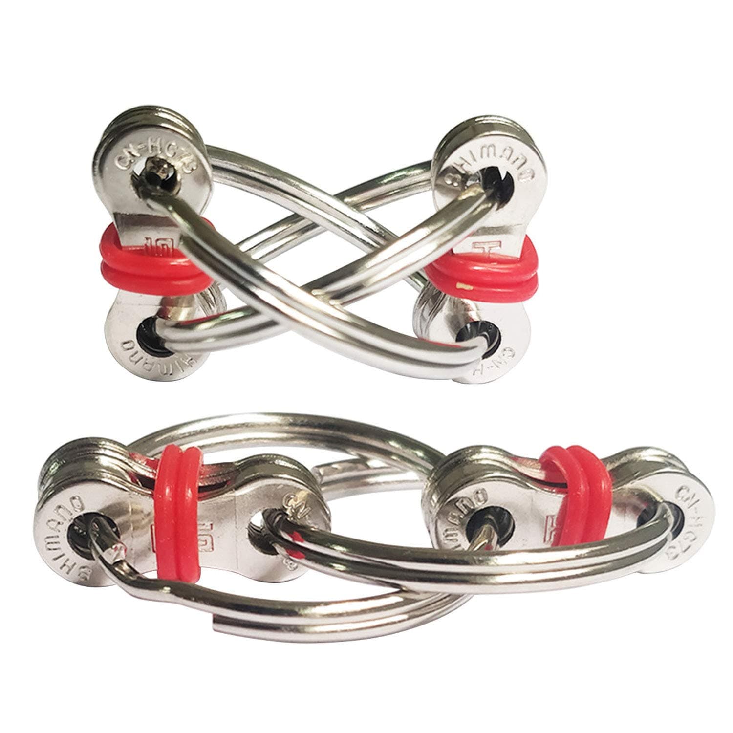 ZJT 2 Packs Flippy Chain Fidget Toys, Stress Relief Finger Fidget Toys Stainless Steel Fidget Rings Toys for Kids with ADD, ADHD, Anxiety, Autism (Gules)