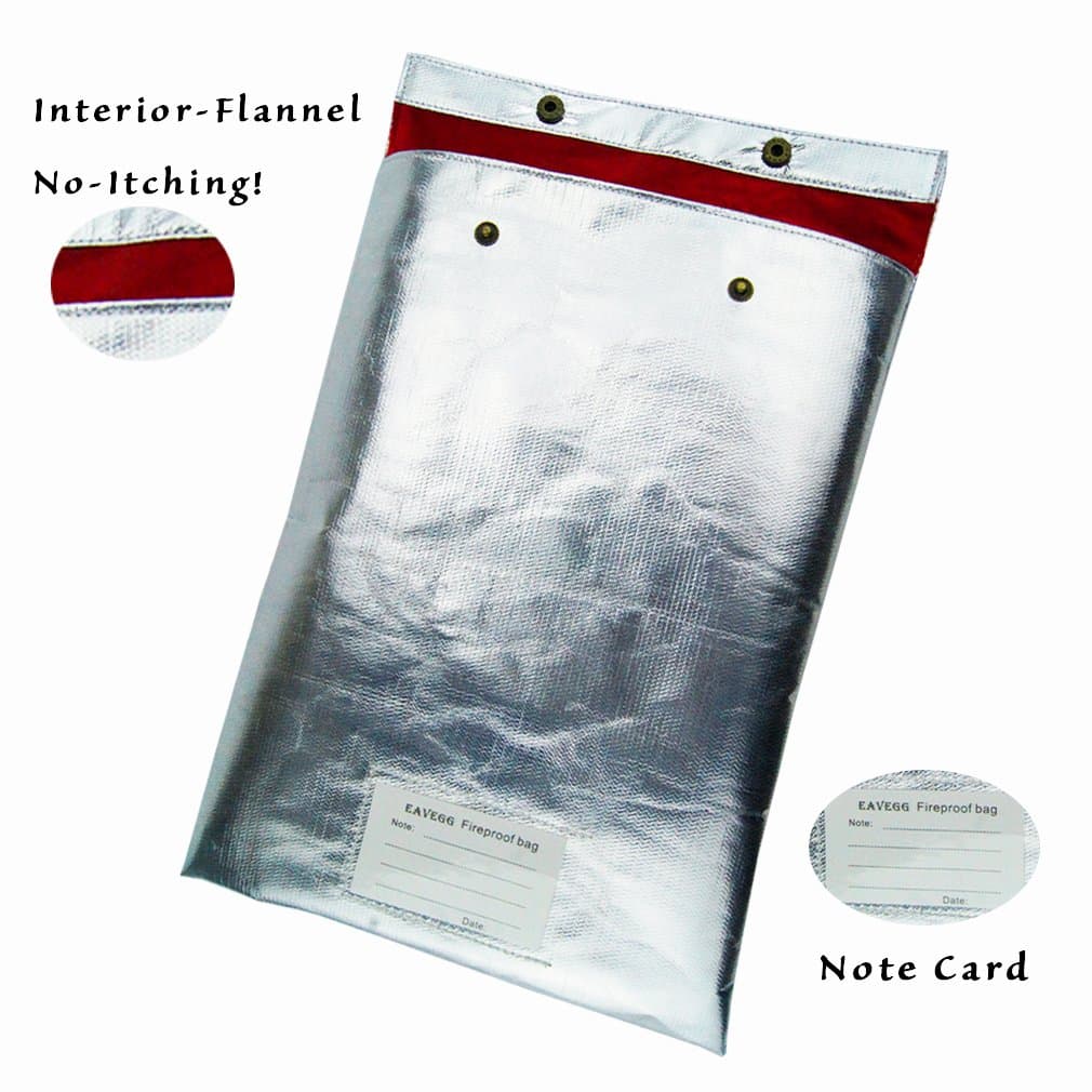 15"x11" Fireproof Safe Waterproof bag with Flannel Material, Protect hand No More Itching, Withstand Over 1000°F in home and office Protect cash money stamp letter document and Valuable things