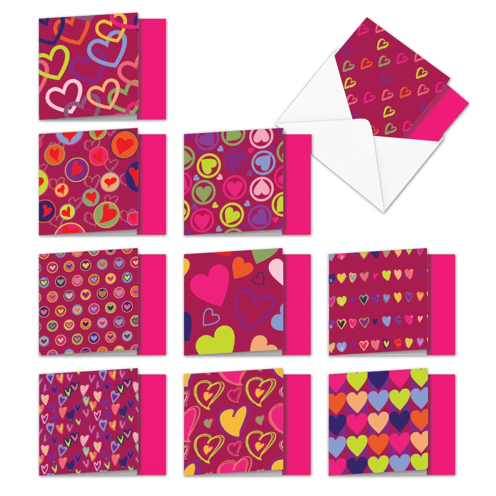 The Best Card Company10 Boxed Valentine Note Cards with Envelopes - Loving, Heartfelt Assorted Greeting Cards for Valentine's Day (4 x 5.12 Inch) - A Lot of Heart MQ5652VDG-B1x10