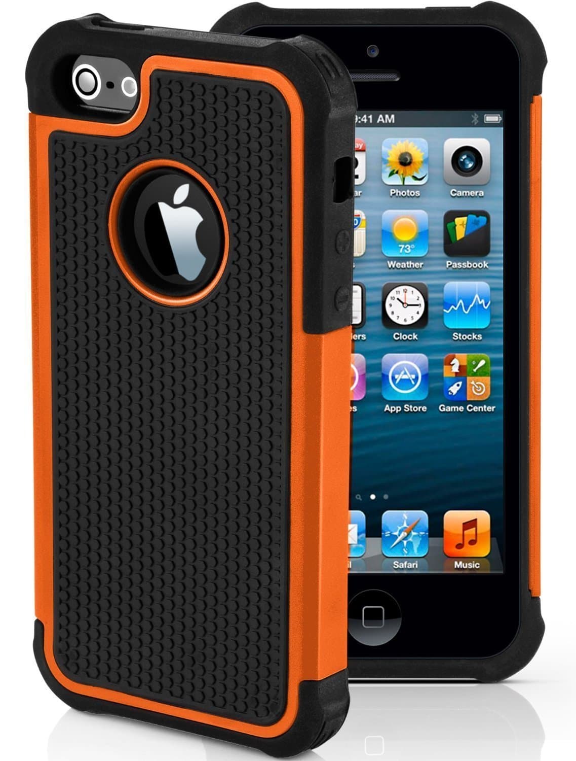 CellBoutique TM ShockProof Triple Hard back Case Cover For Apple iPhone 4s 5s 5c 6 6 Plus With Screen Protector (iPhone 4 4s, Orange)