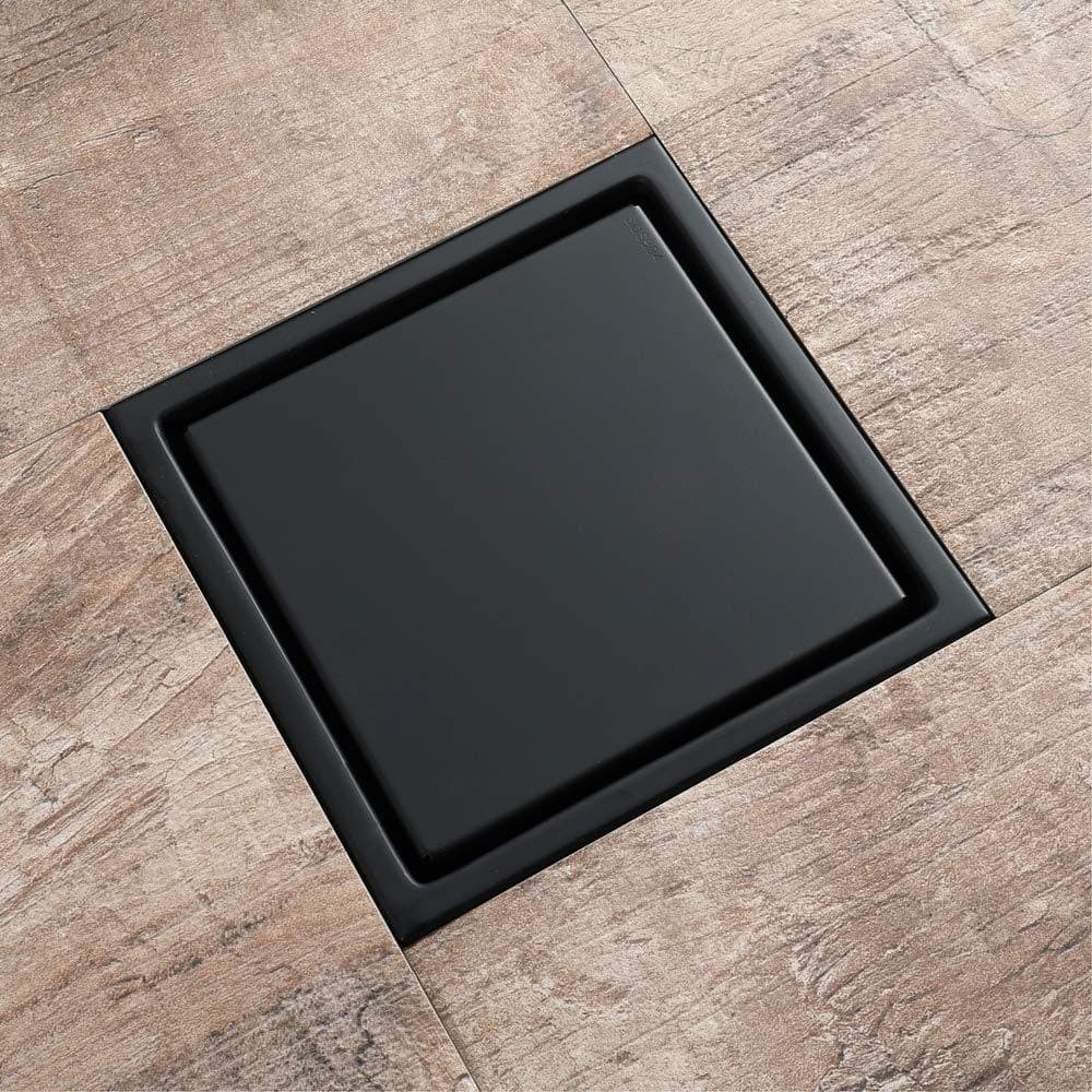 Sxjszhkjg Plastic Drain Cover,Square shower drain 4 inches tile Insert brushed black stainless steel with removable cover