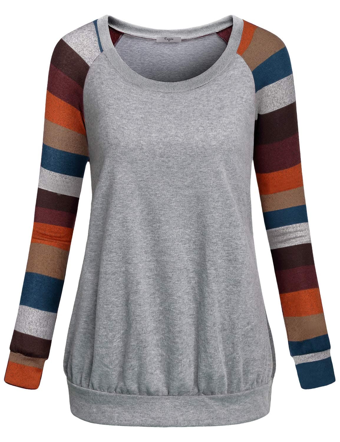 Womens Crew Neck Long Raglan Sleeve Casual Lightweight Pullover Sweatshirt