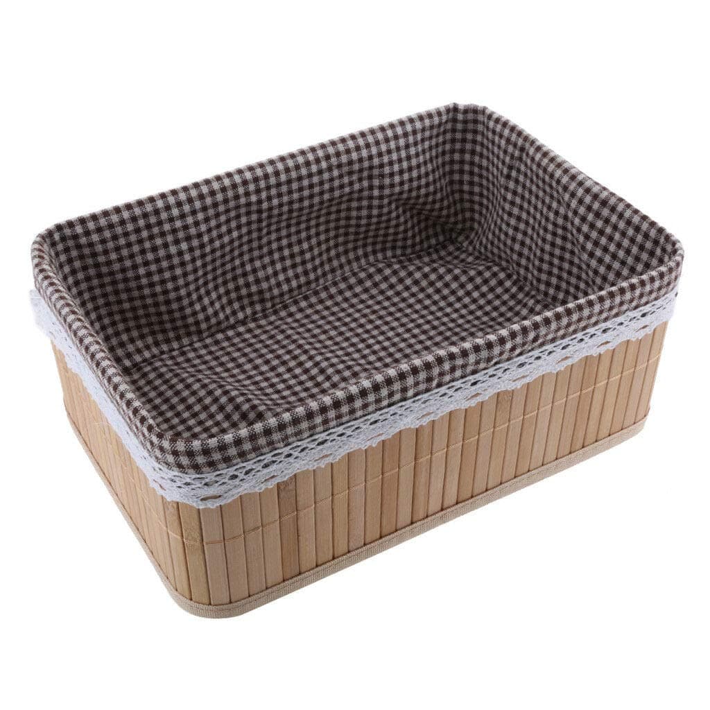 MOPOLIS Home Weaving Storage Basket Bamboo Grocery Snacks Toy Box Desktop Organizer | Size - 32x22x12cm