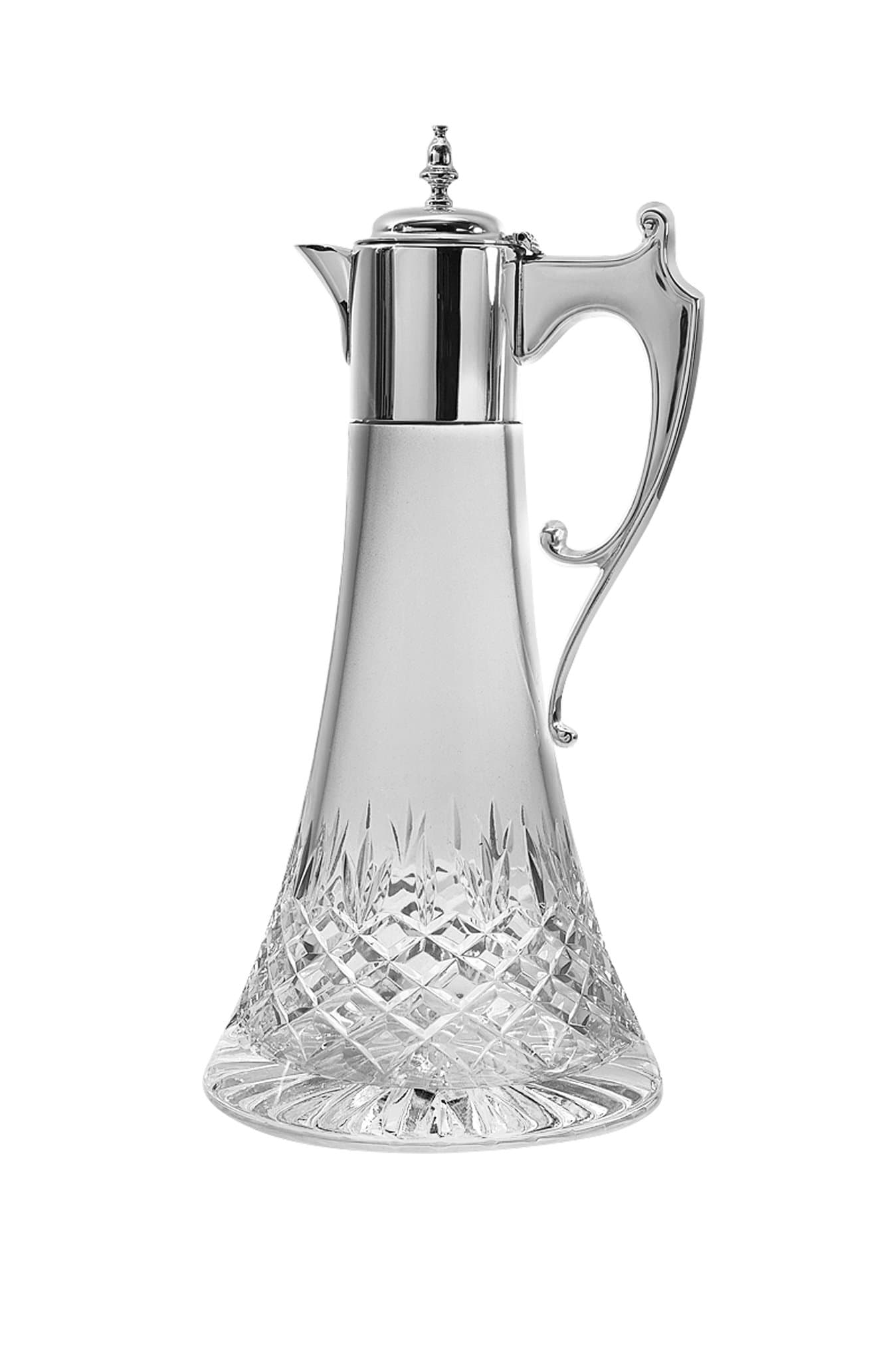 Hand Cut Lead Crystal Claret Jug with Sterling Silver Trim. Hallmarked.