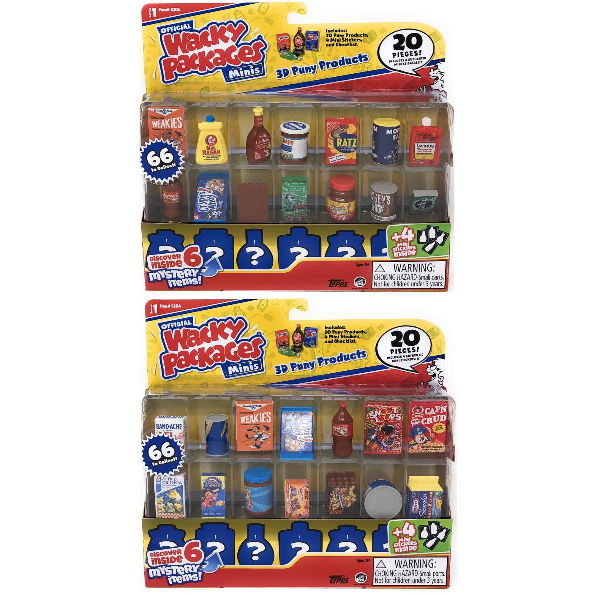 Wacky Packages Minis Series 1 - 20 Pc Display Pack Bundle of 2 - 40 Pieces Total