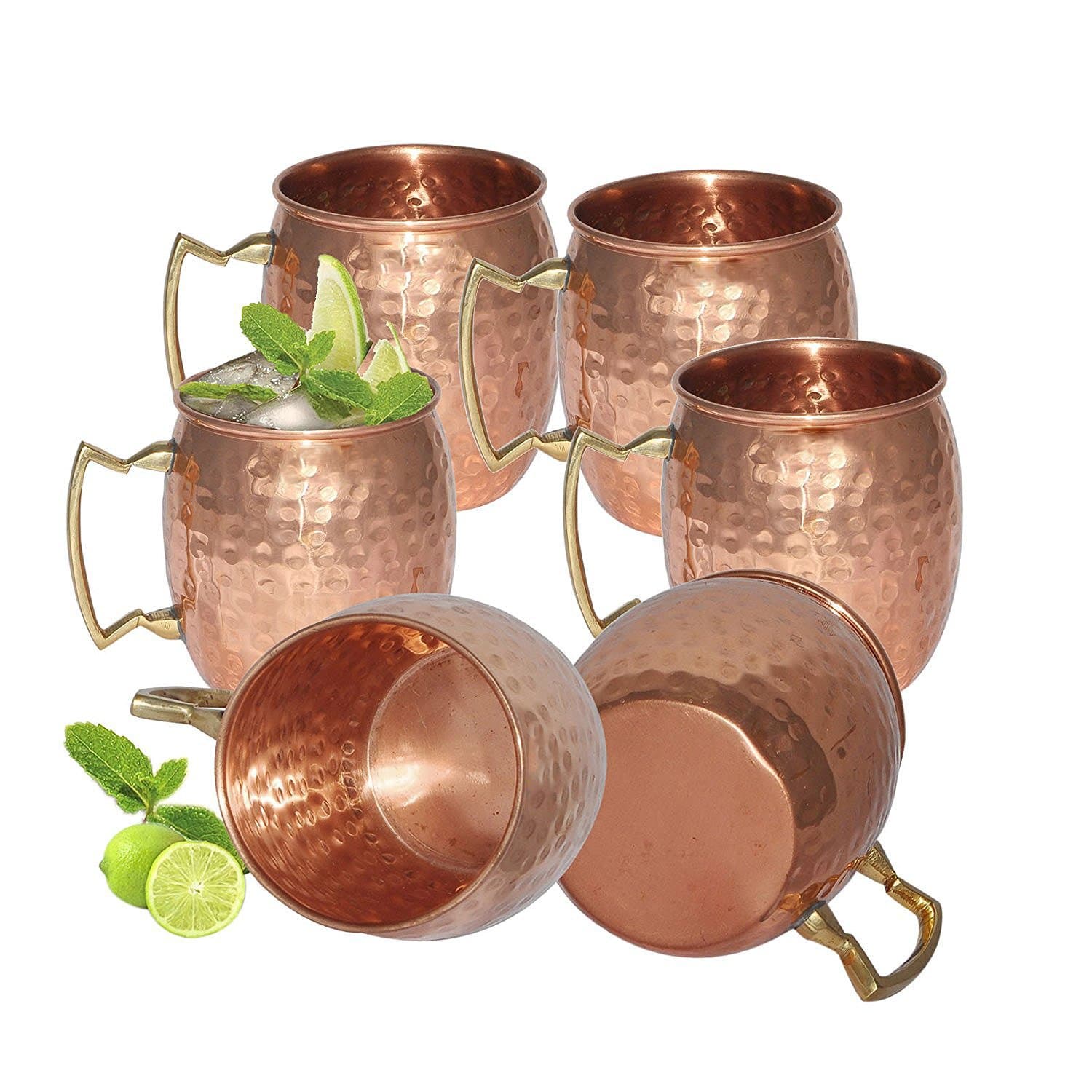 Avs Stores Copper Stainless Steel Hammered Cup - 6 Pieces, Multicolour, 16 oz