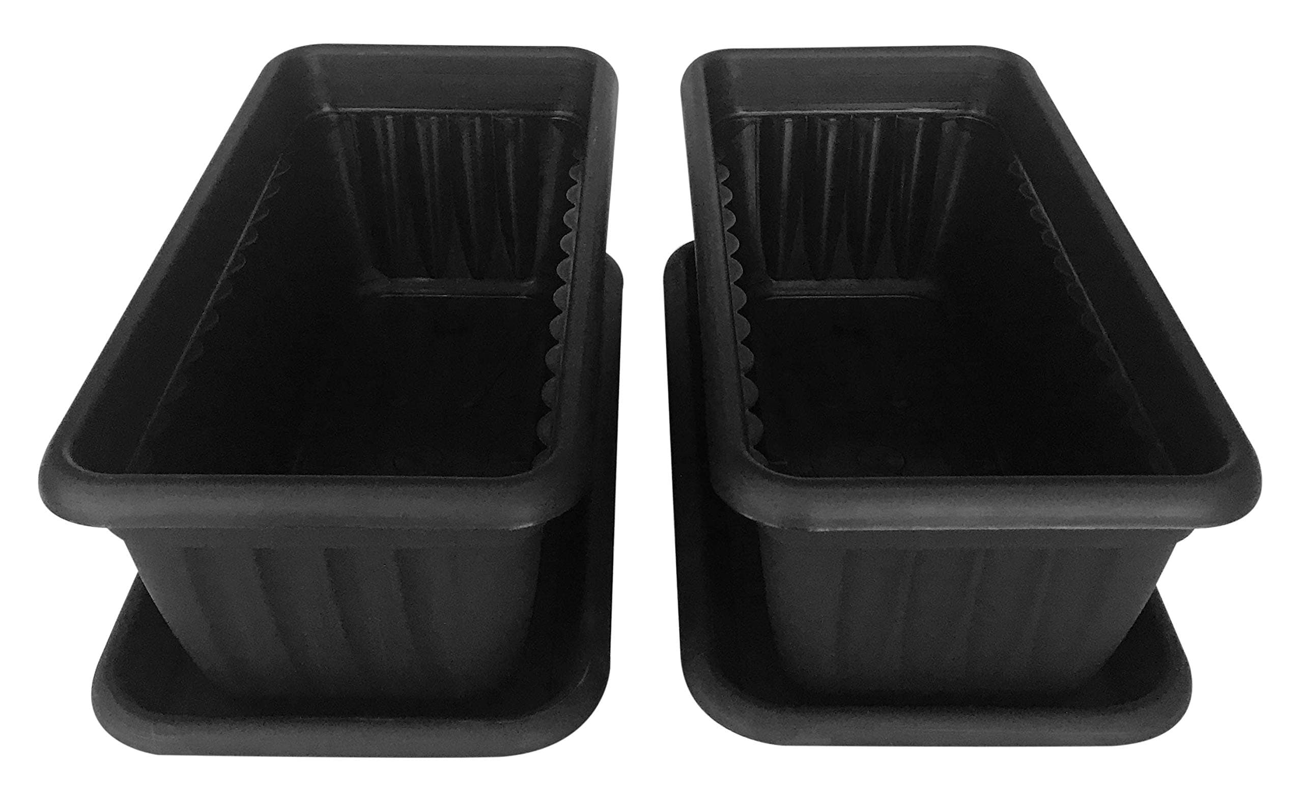 Premium High-Density Plastic Planter Denise 13.8" Set of 2 Units (Black)