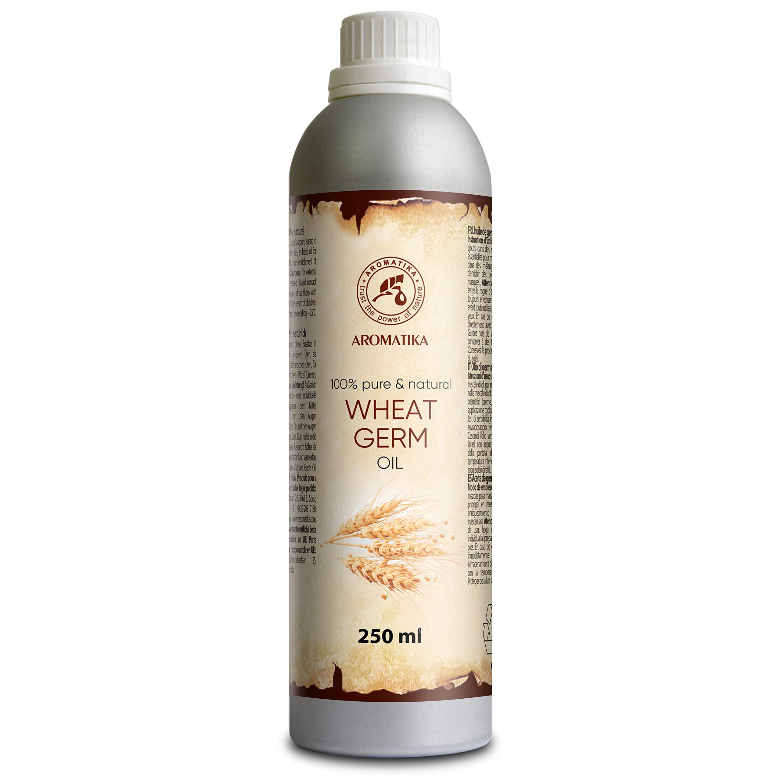 Wheatgerm Oil 250ml - 100% Pure & Natural Wheatgerms Oil - Best Benefits for Hair - Skin - Face - Body - Massage - Wheat Germ Oil