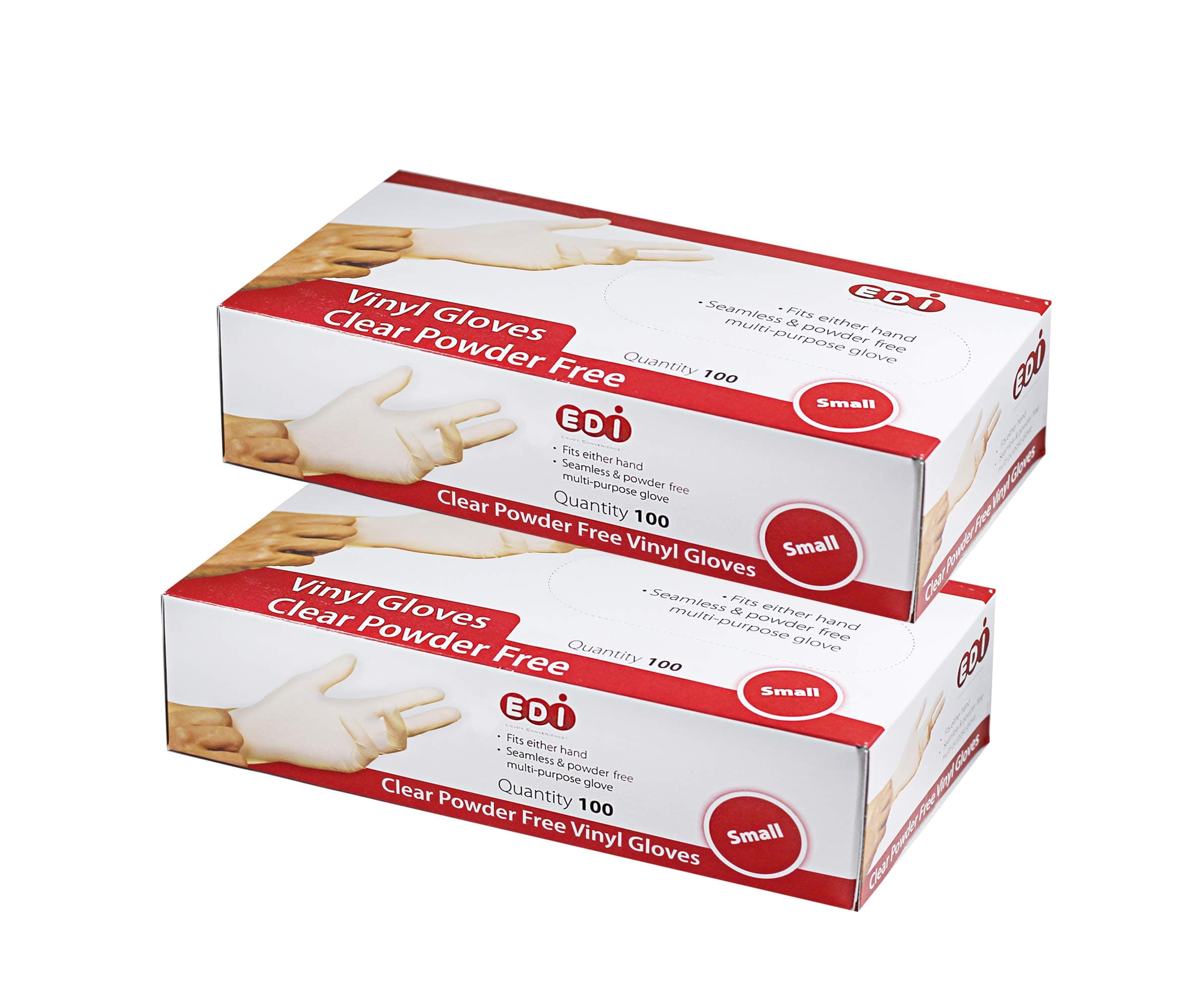 EDI Disposable Vinyl Gloves Small, 200 pcs (Clear) - Powder-Free, Latex-Free