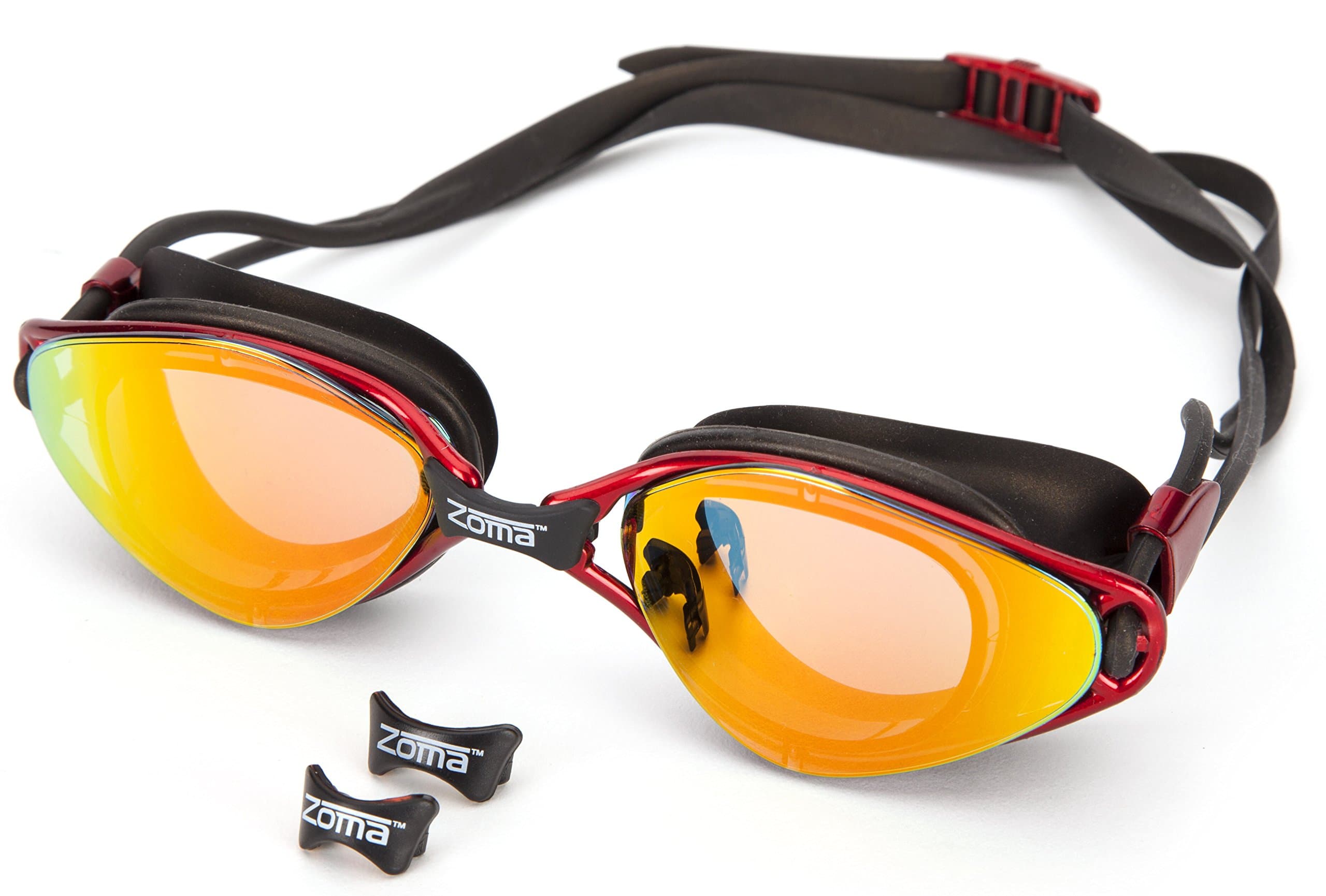 Swimming Goggles with Anti Fog and Adjustable Nose Piece - UV Protection Mirror Lenses for Kids, Junior, Men and Women