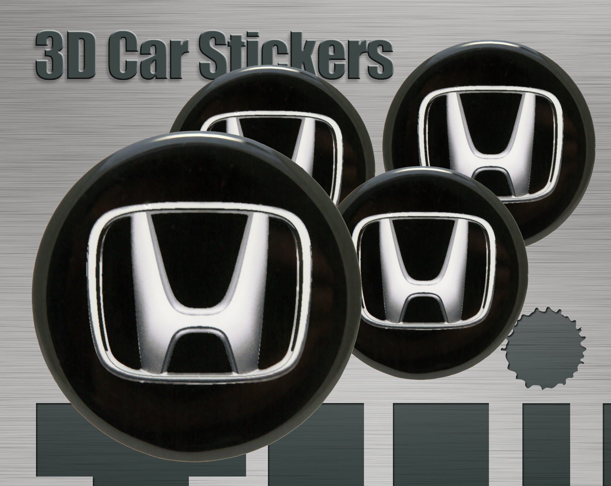 3D Stickers 4 pcs Logo Imitation Center Cap Wheel Trims (60 mm)