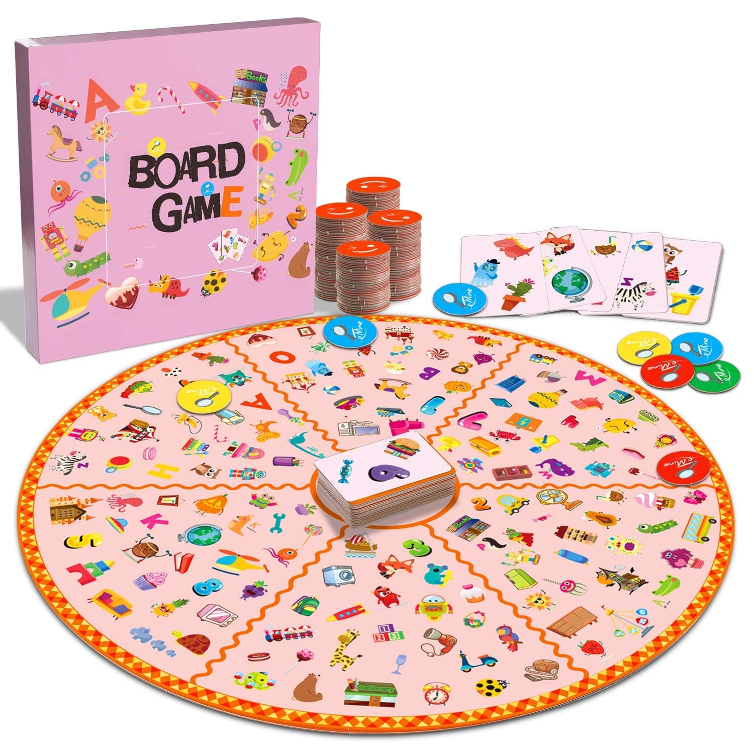 22'' Super Board Match Game, Party Favor Memory Learning Number Letter Picture Table Card Game, Educational Toy for Kids Family Party Kindergarten Class