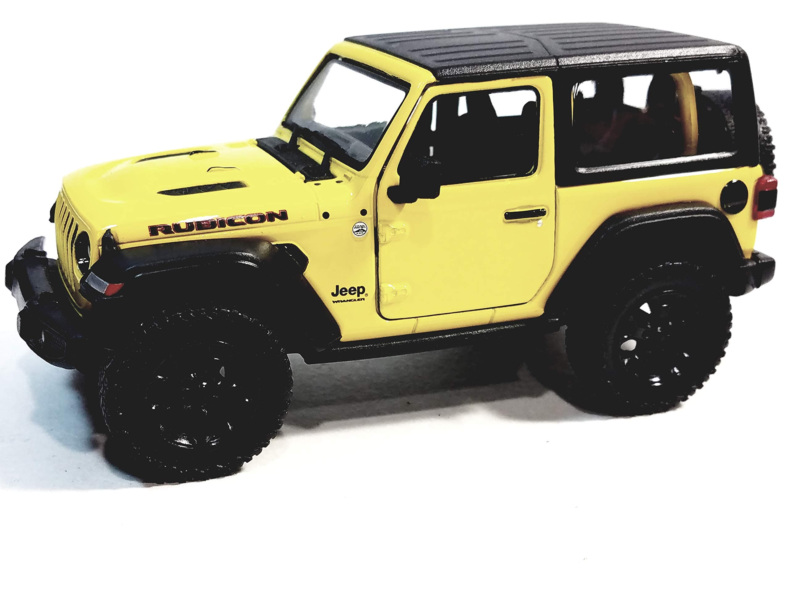 Kinsmart Canary Yellow Jeep Wrangler Rubicon 2018 Hardtop 1/34 Scale Diecast Car
